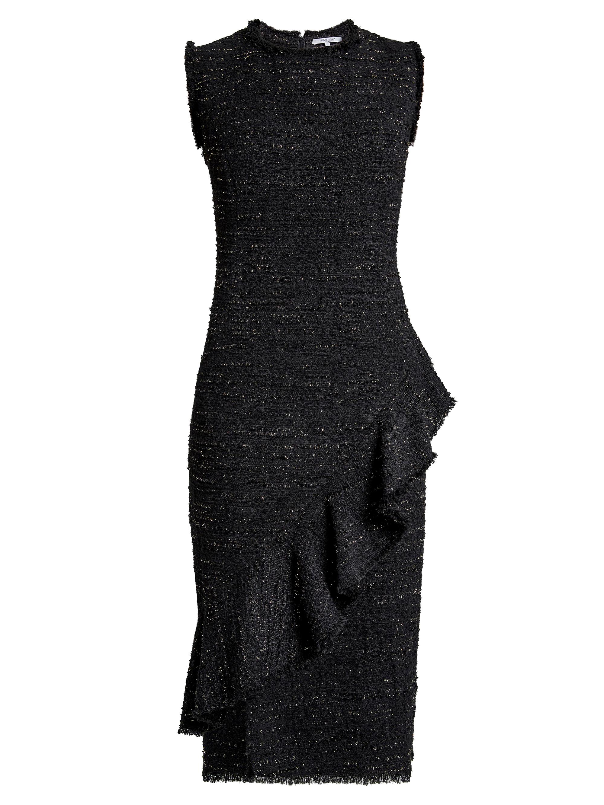 Santorelli Women's Tweed Ruffle Sheath Dress - Black