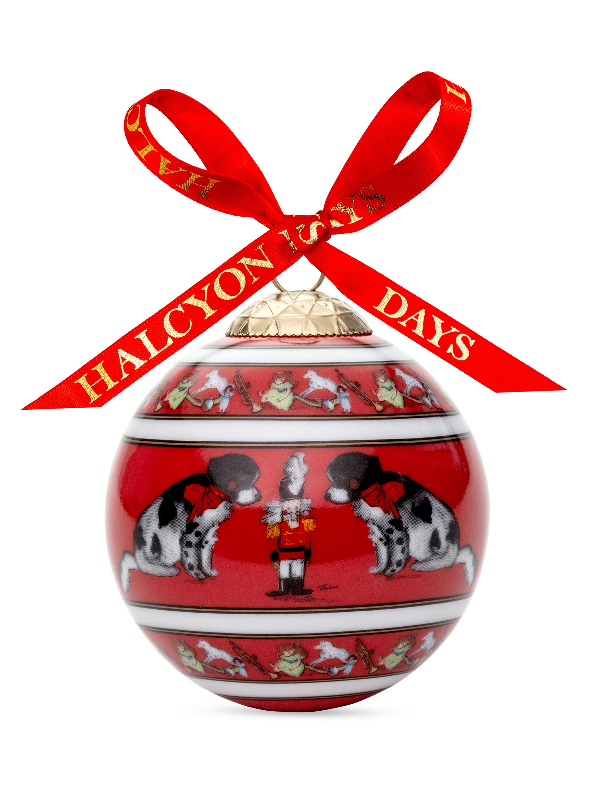 Halcyon Days Seasonal Spotty Dog & Nutcracker Ornament - Red