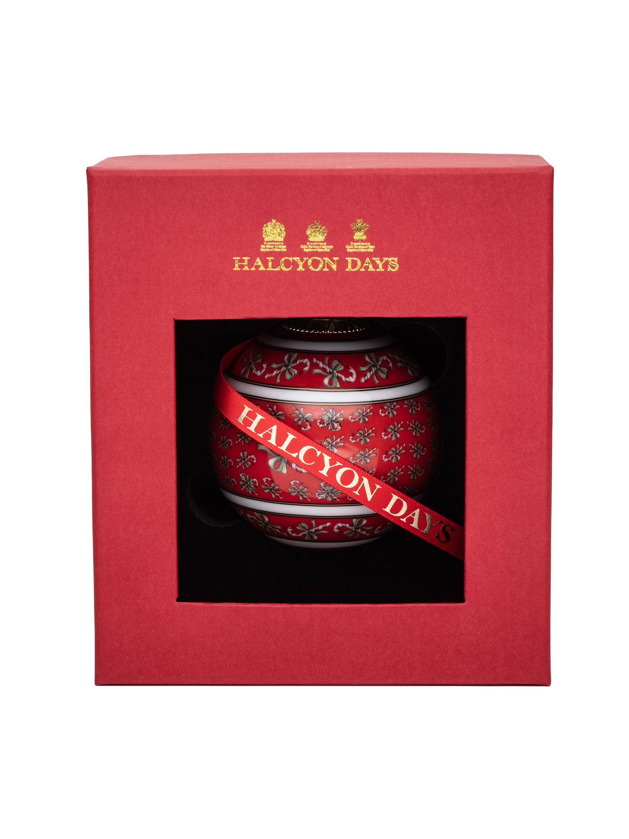 Halcyon Days Seasonal Candy Cane & Cane Ornament - Red