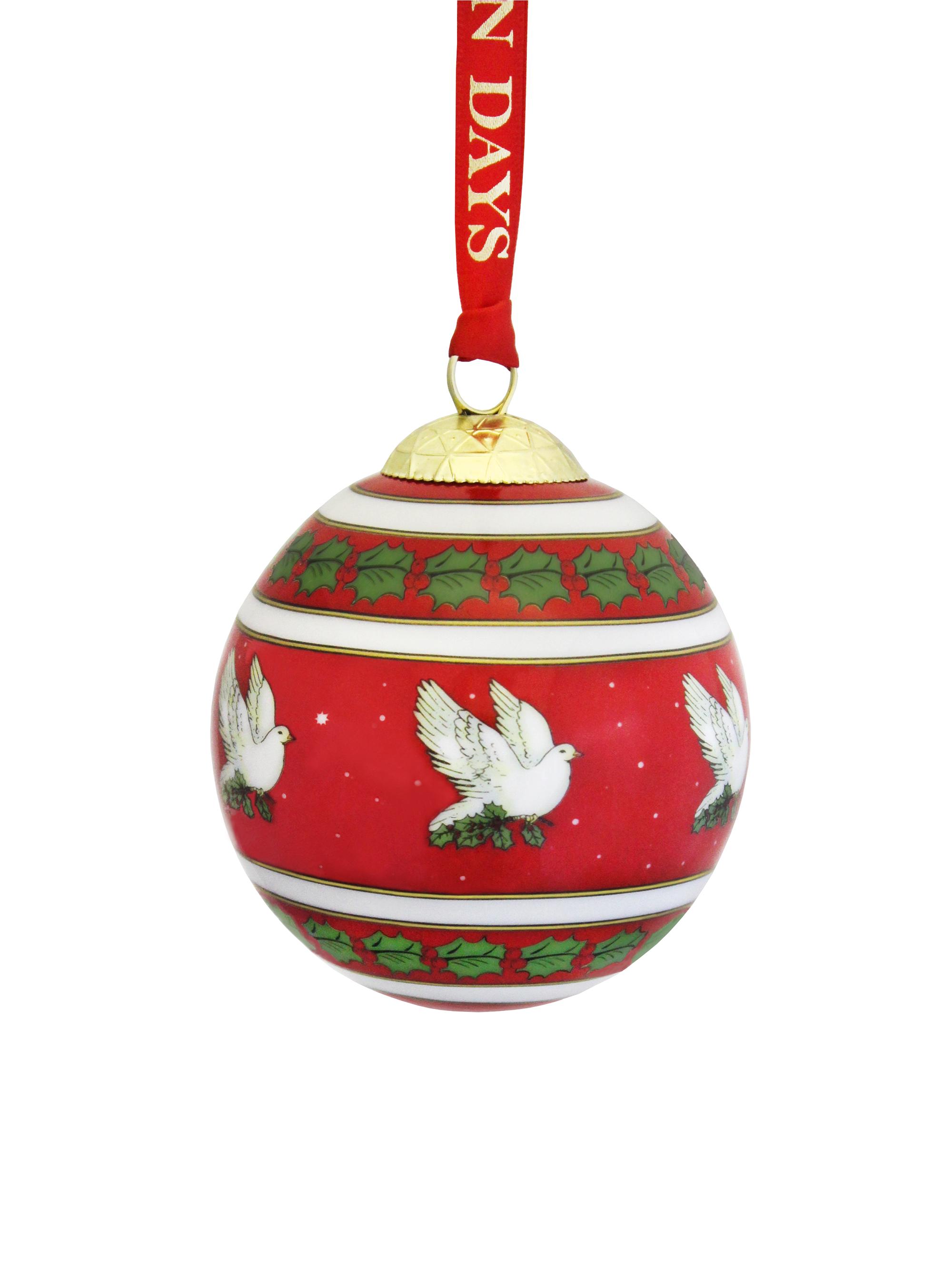 Halcyon Days Seasonal Dove Of Peace Ornament - Red