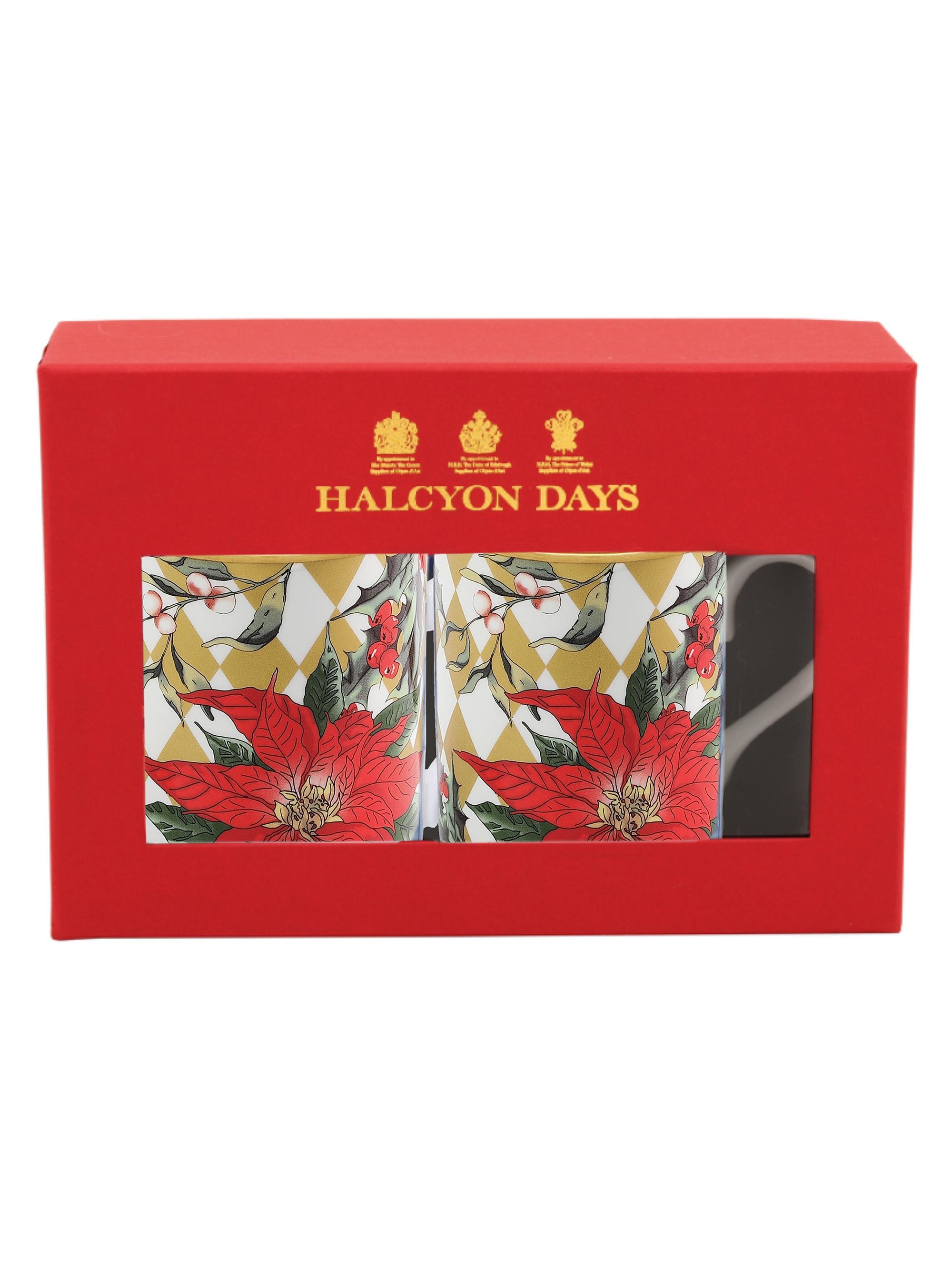 Halcyon Days Seasonal  Parterre Gold Poinsettia 2-Piece Mug Set - Gold Multi