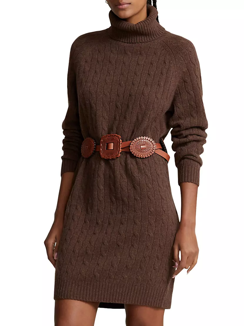 Shop Polo Ralph Lauren Wool-Cashmere Cable-Knit Sweaterdress