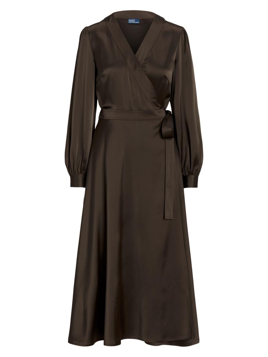 Polo Ralph Lauren Satin Midi Wrap Dress | Saks Fifth Avenue