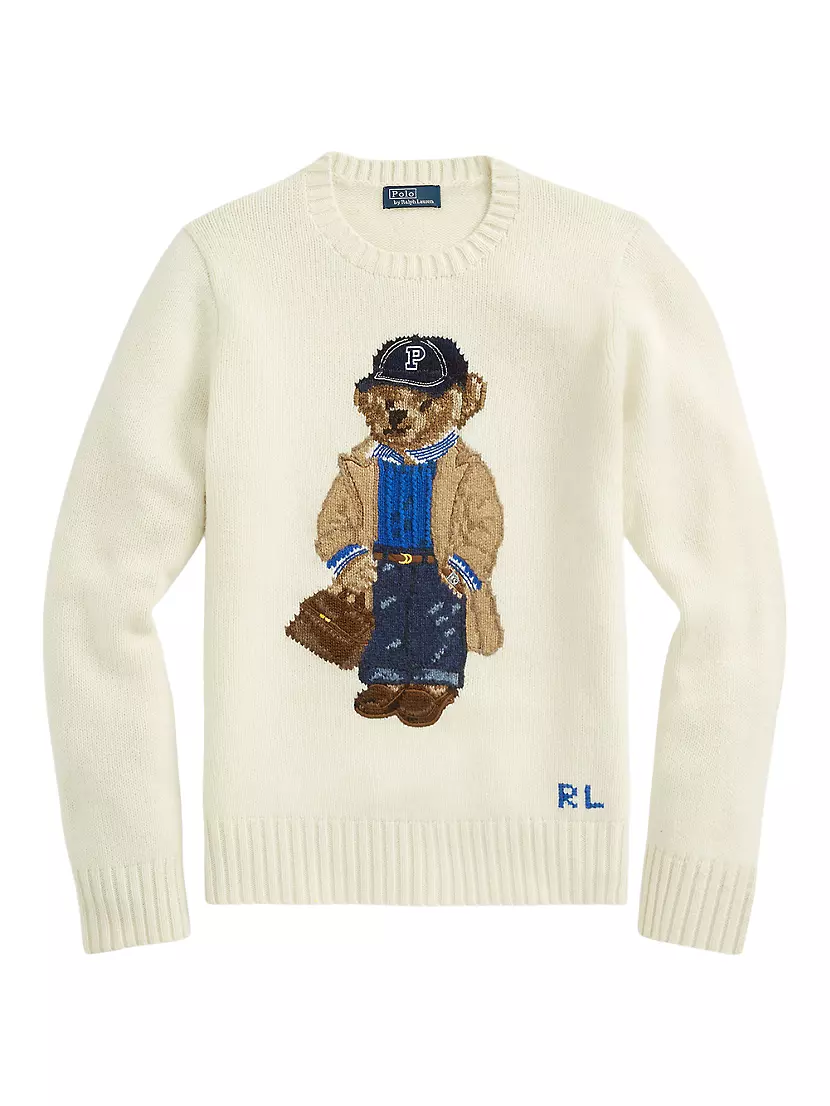 POLO RALPH LAUREN Wool Blend Knit Bear Sweater, Navy – OZNICO