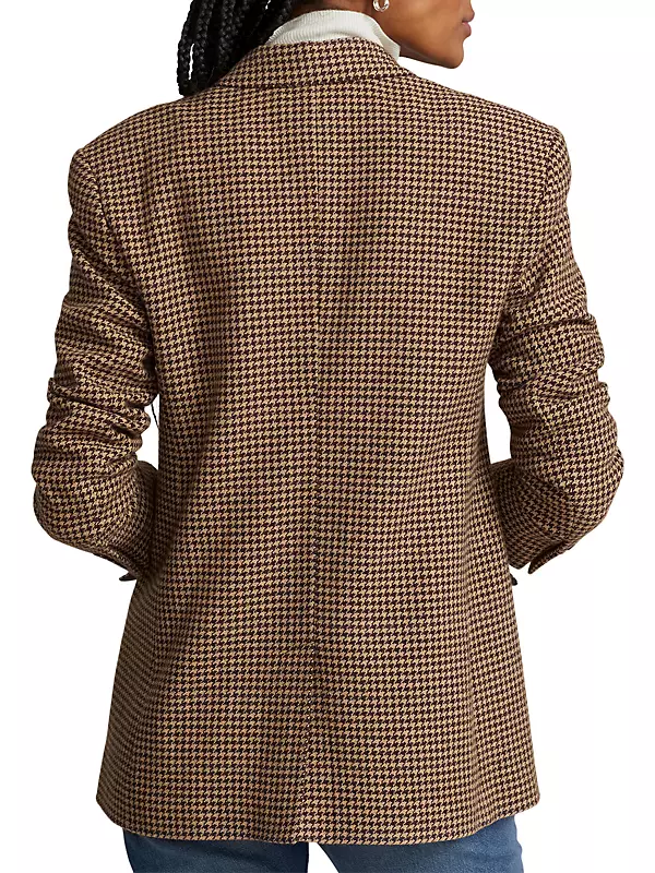 Houndstooth Tweed Cotton-Wool Blazer