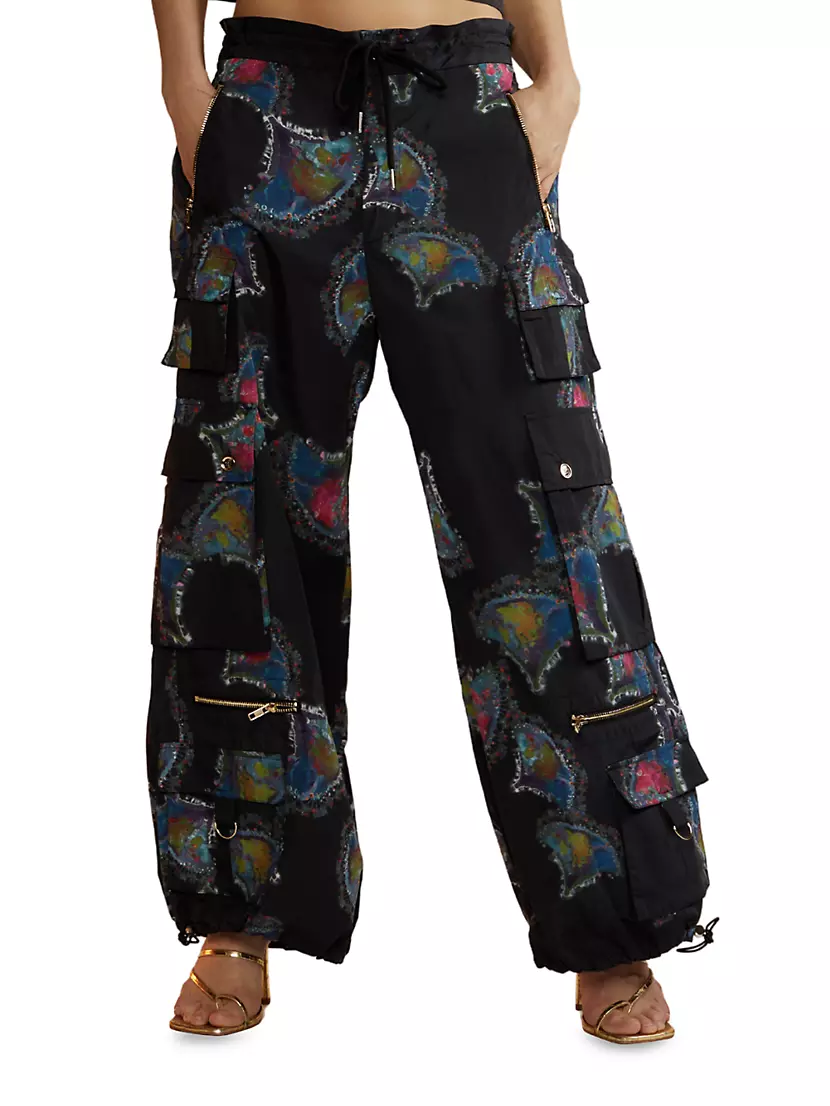 Shop Cynthia Rowley Printed Nylon Cargo Pants