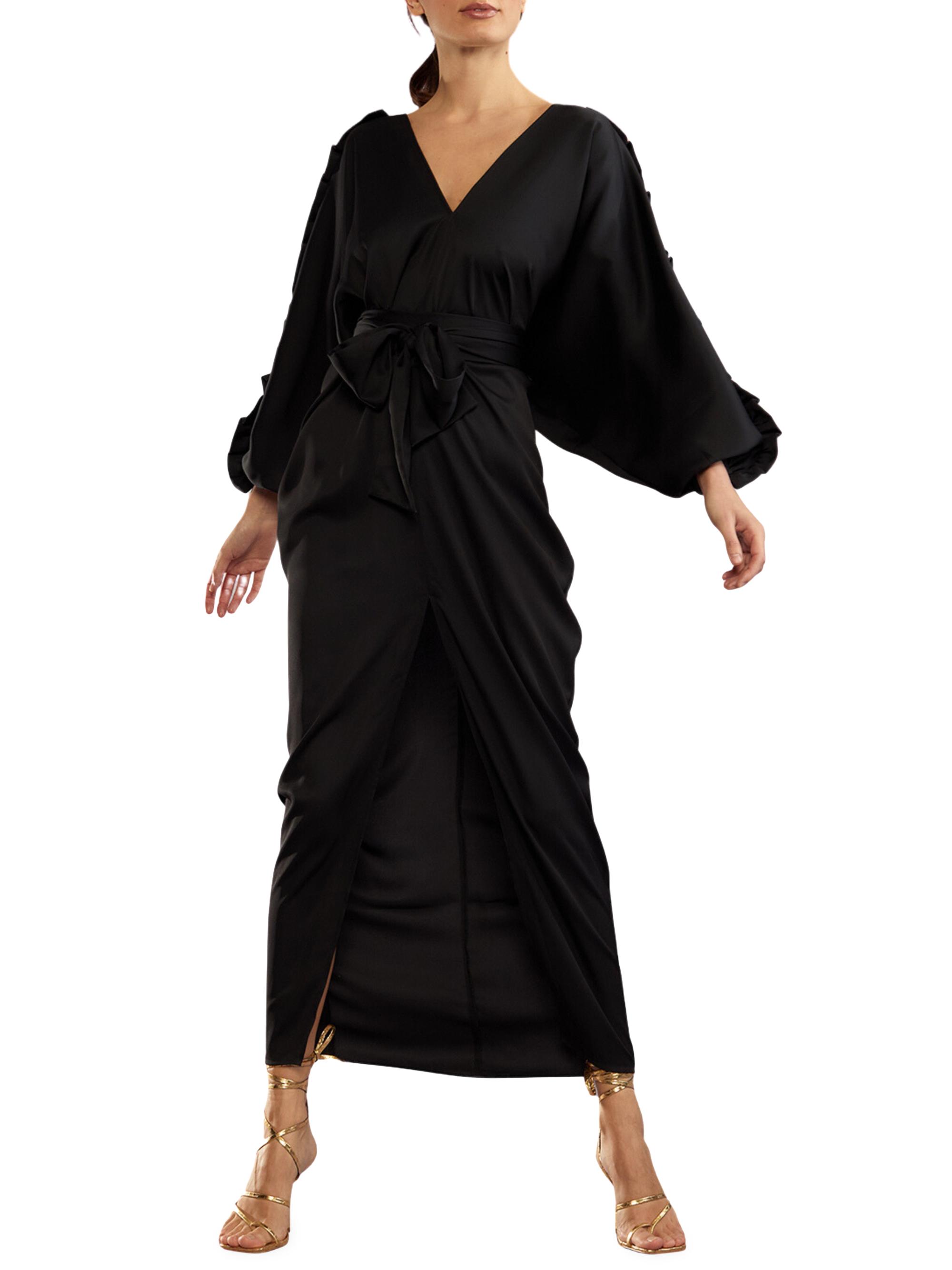 Cynthia Rowley Women's Satin Sash Caftan - Black