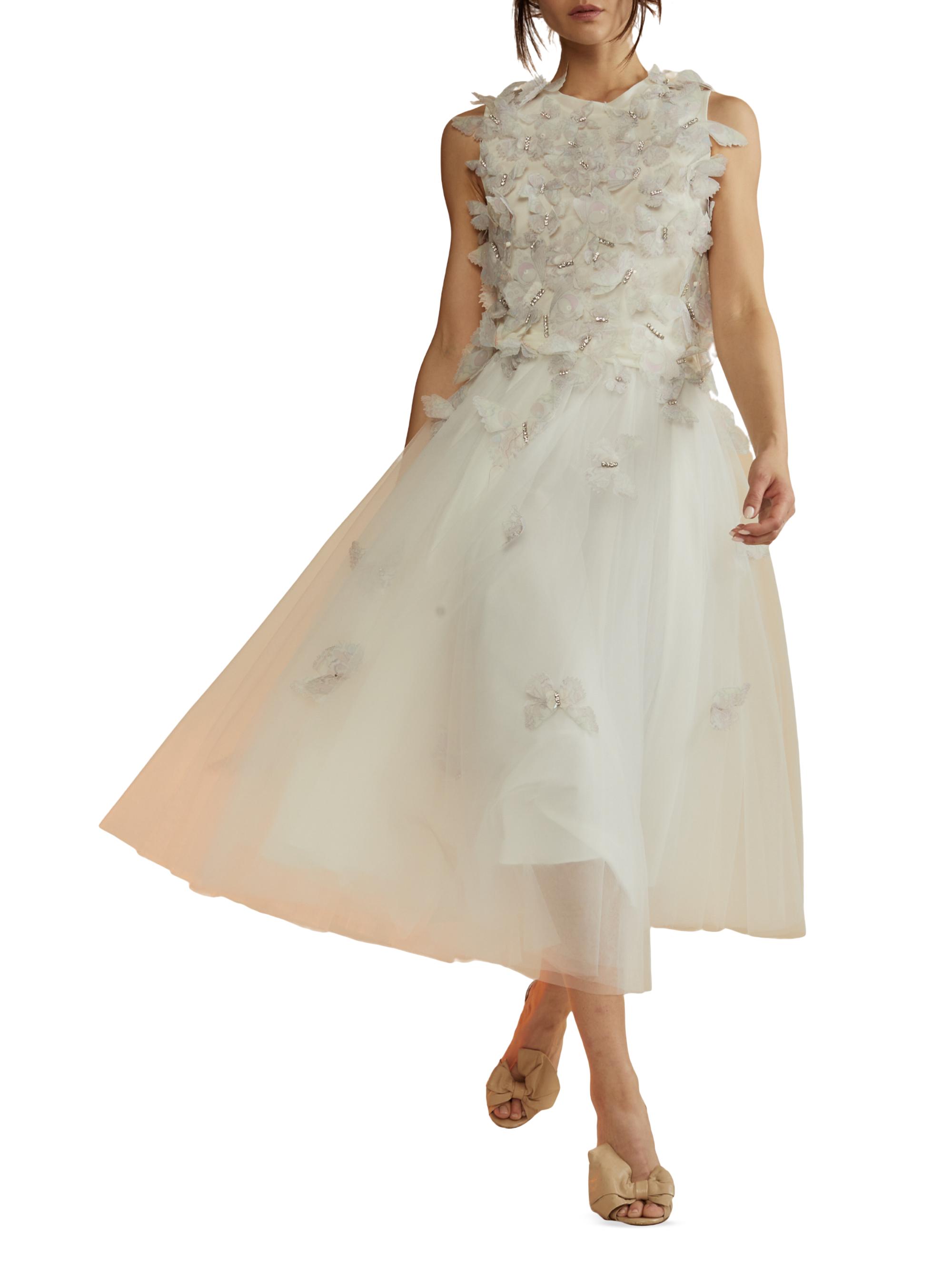 Cynthia Rowley Women's Butterflies Appliqué Mesh Tank - White