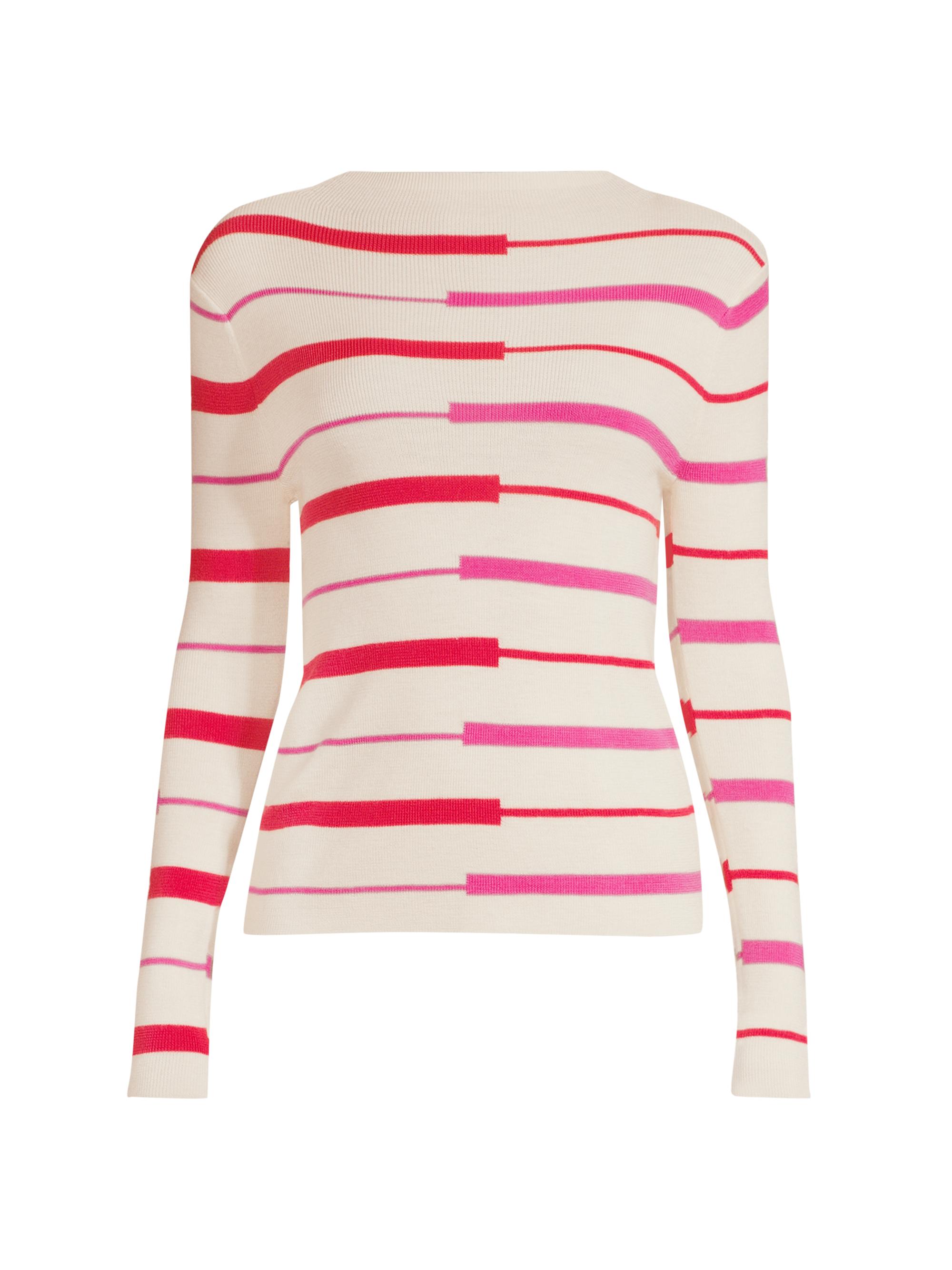 Frances Valentine Women's Marie Merino Wool Striped Sweater - Oyster Pink Red