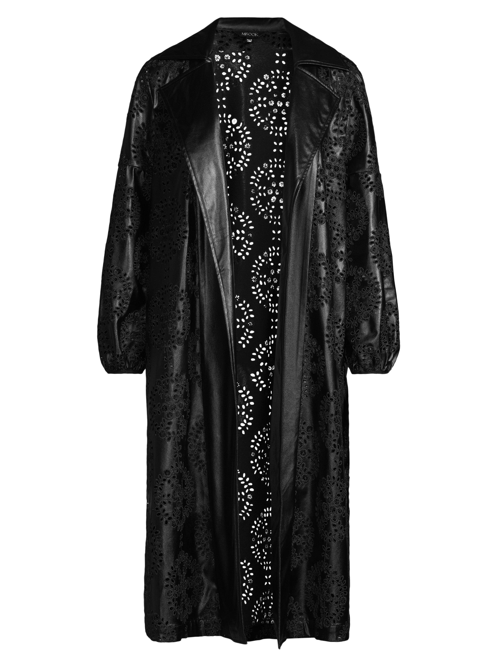 Misook Women's Open Faux Leather Jacket - Black