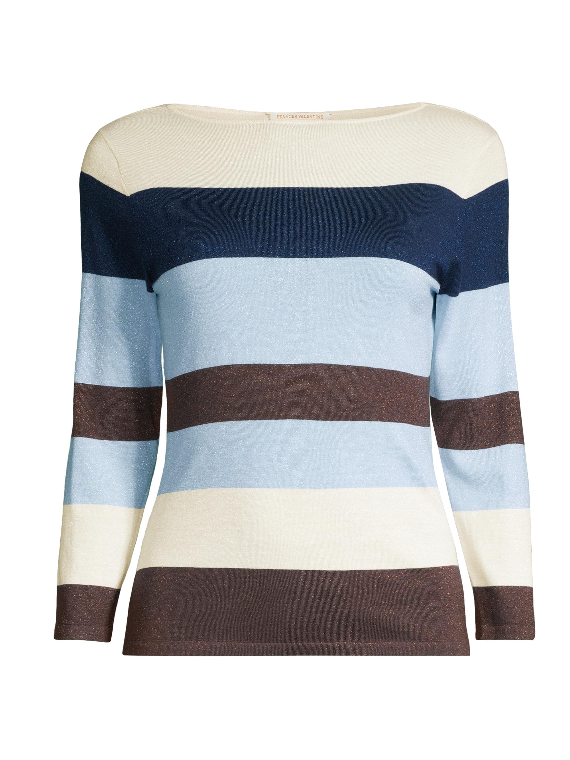 Frances Valentine Women's Saylor Striped Knit Top - Oyster Blue Multi
