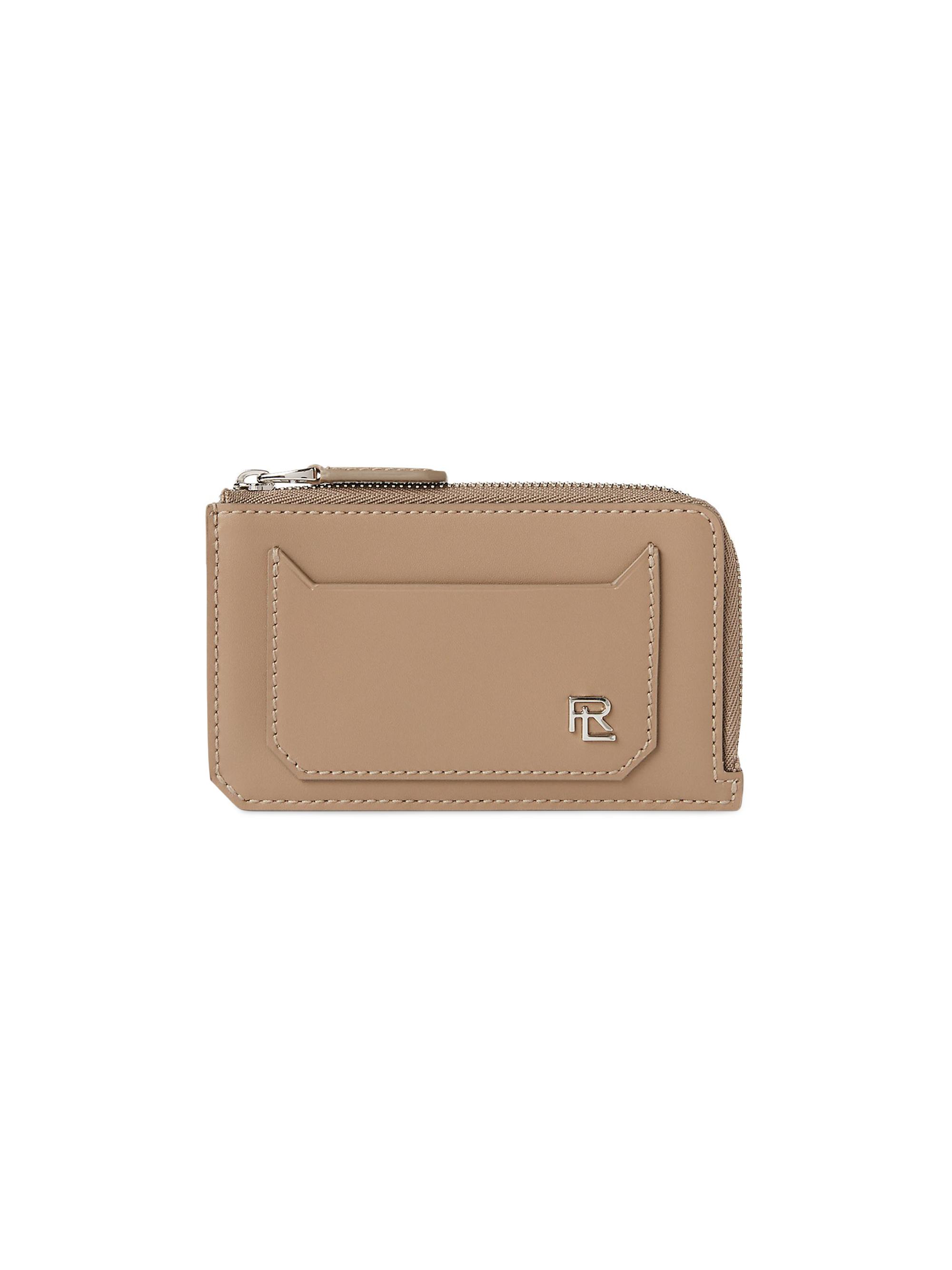Ralph Lauren Collection Women's RL Box Calfskin Zip Card Case - Taupe