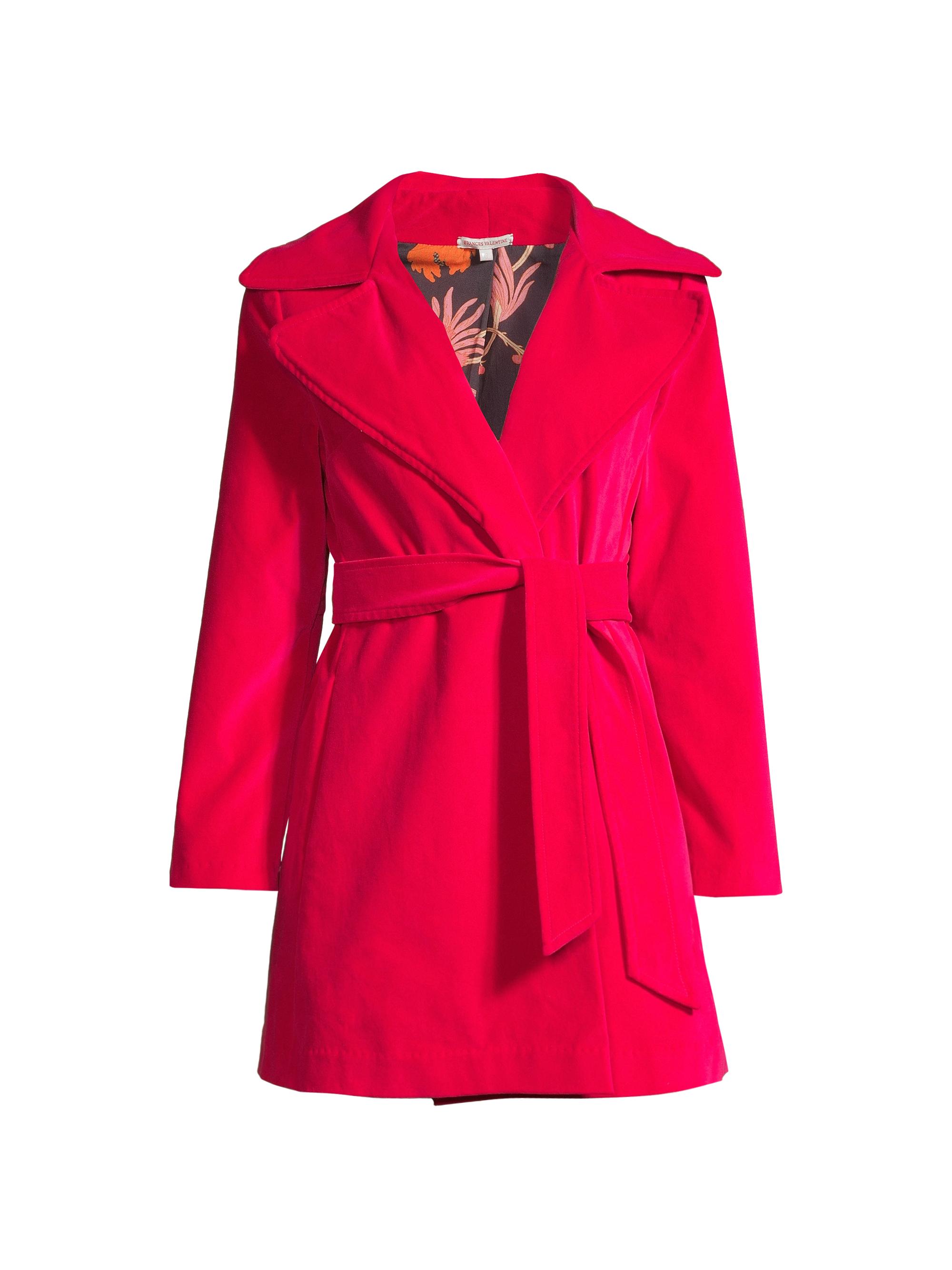 Frances Valentine Women's Sergeant Belted Stretch Velvet Jacket - Cranberry