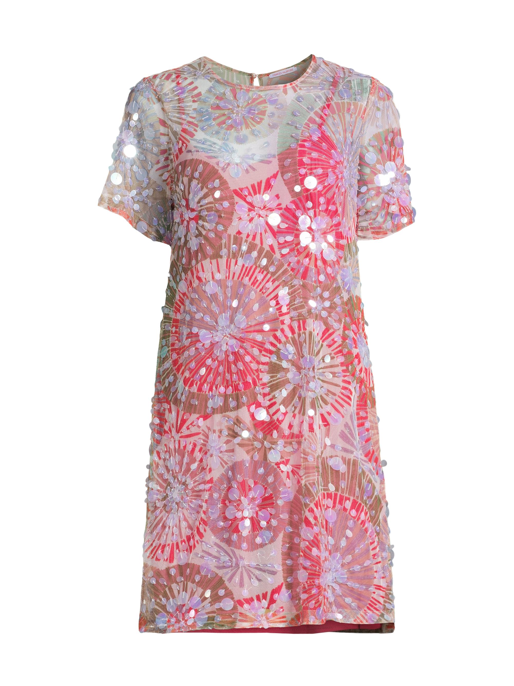 Frances Valentine Women's Bubbly Sequined Starburst Minidress - Red Green Multi