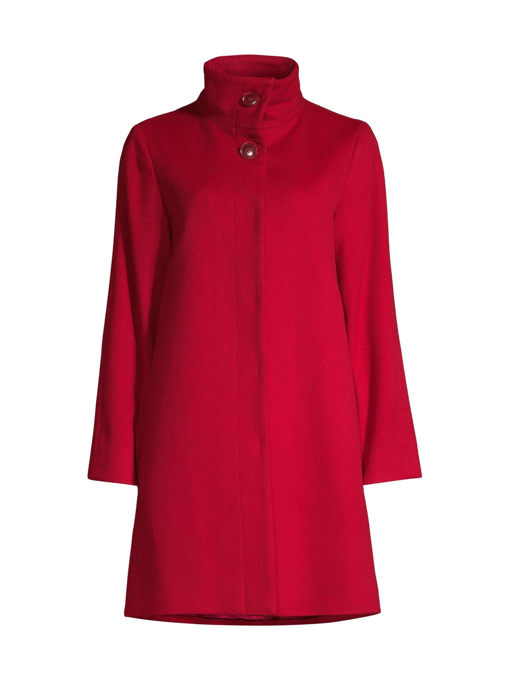 Sofia Cashmere Women's Wool-Cashmere Stand Collar Coat - Red