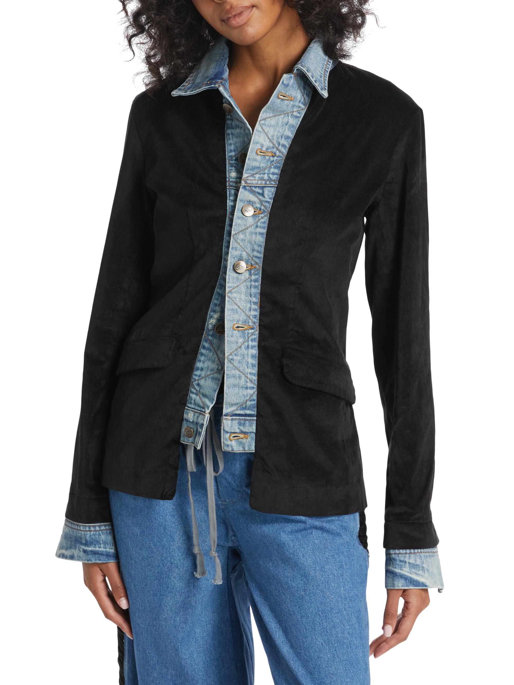Greg Lauren Mixed Media Velvet Trucker Jacket | Saks Fifth Avenue