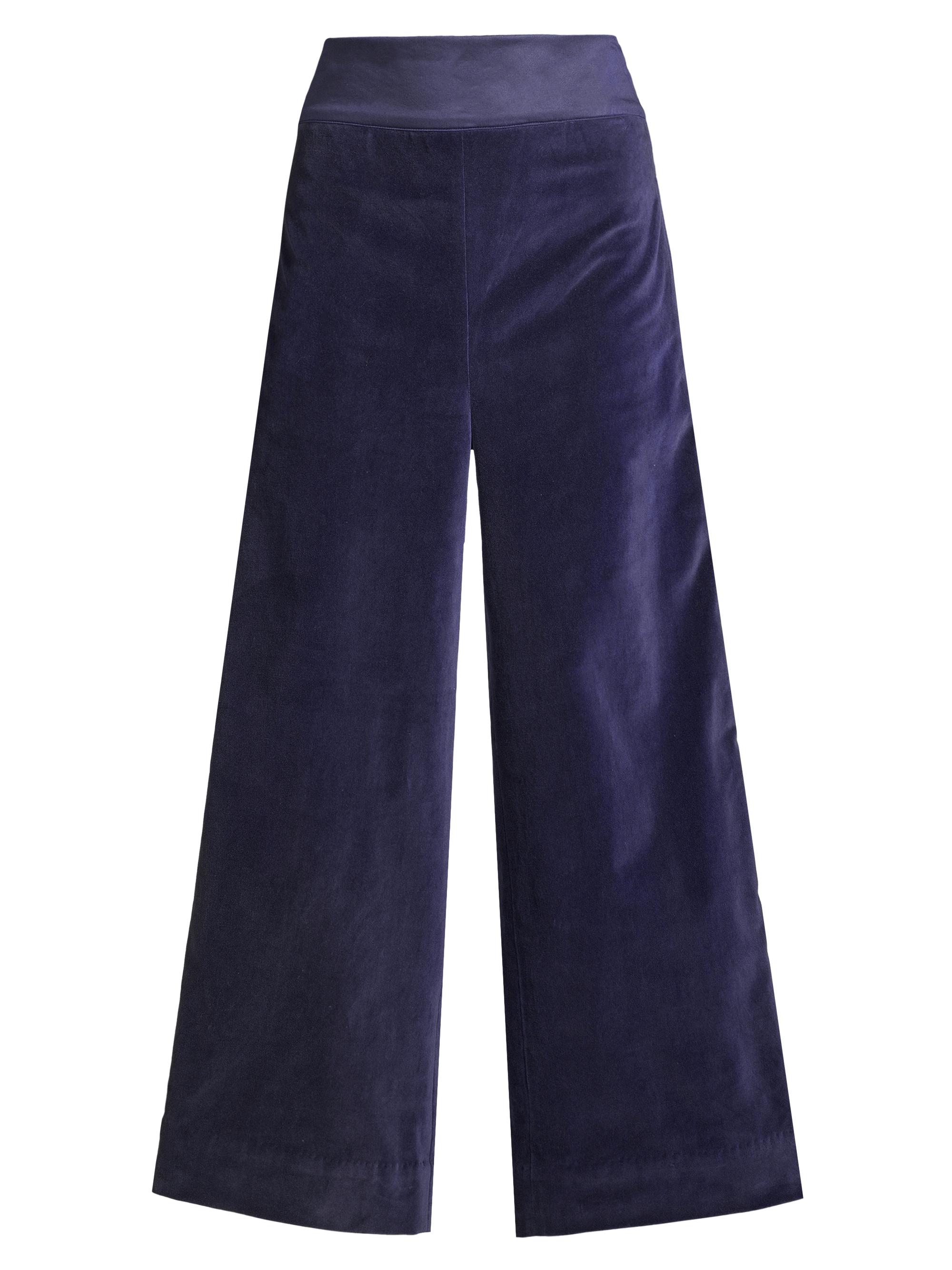 Frances Valentine Women's Velvet Wide-Leg Tuxedo Pants - Navy