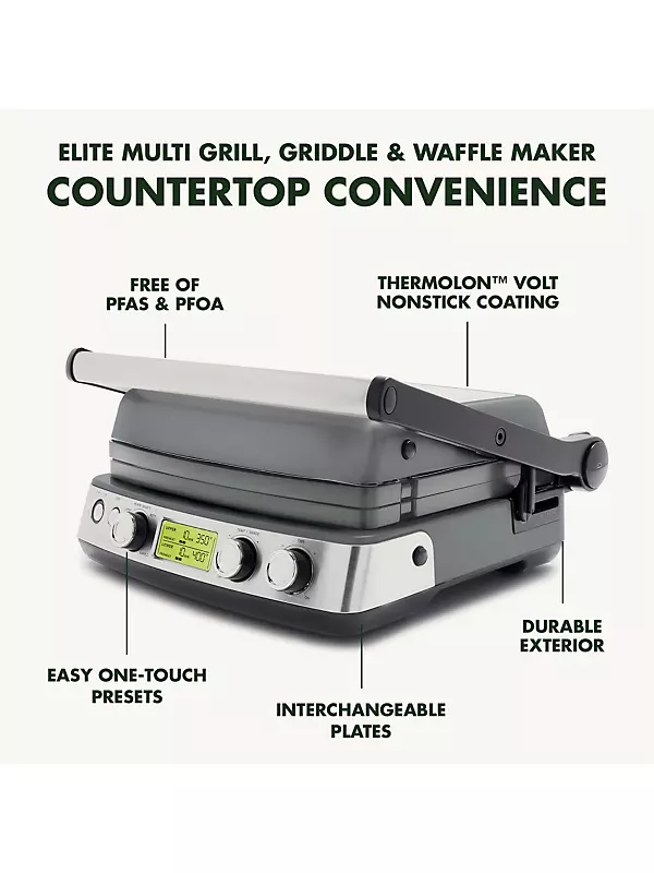 Elite Multi Grill, Griddle & Waffle Maker, Premiere Stainless Steel
