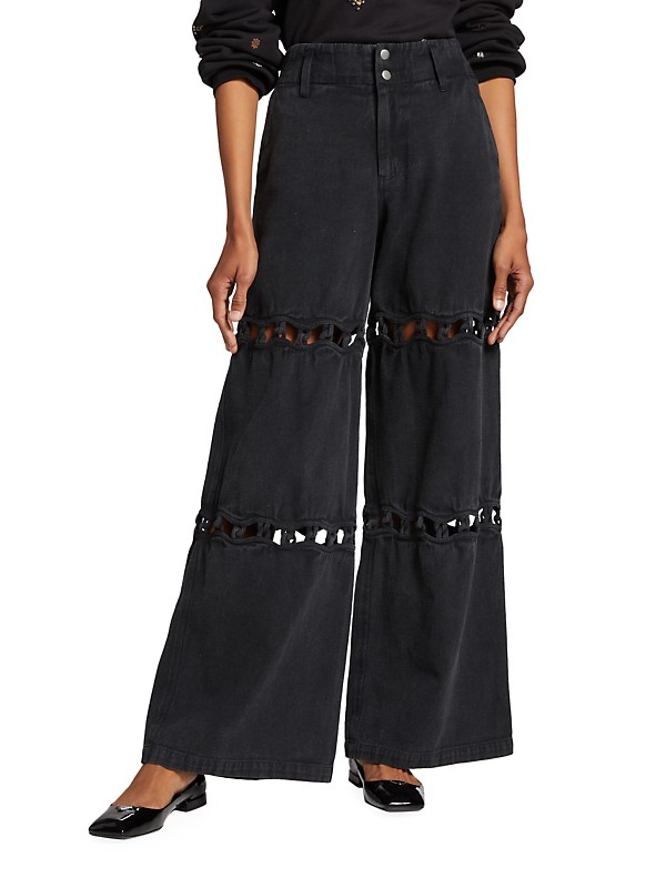 Shop Sea Luz Wide-Leg Cut-Put Denim Pants | Saks Fifth Avenue Shop Sea Luz Wide-Leg Cut-Put Denim Pants | Saks Fifth Avenue