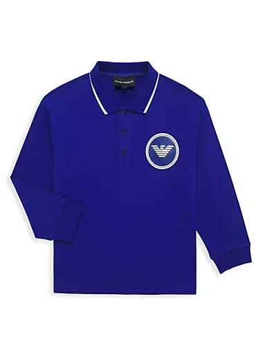 Little Boy's & Boy's Circle Eagle Logo Long-Sleeve Polo Shirt