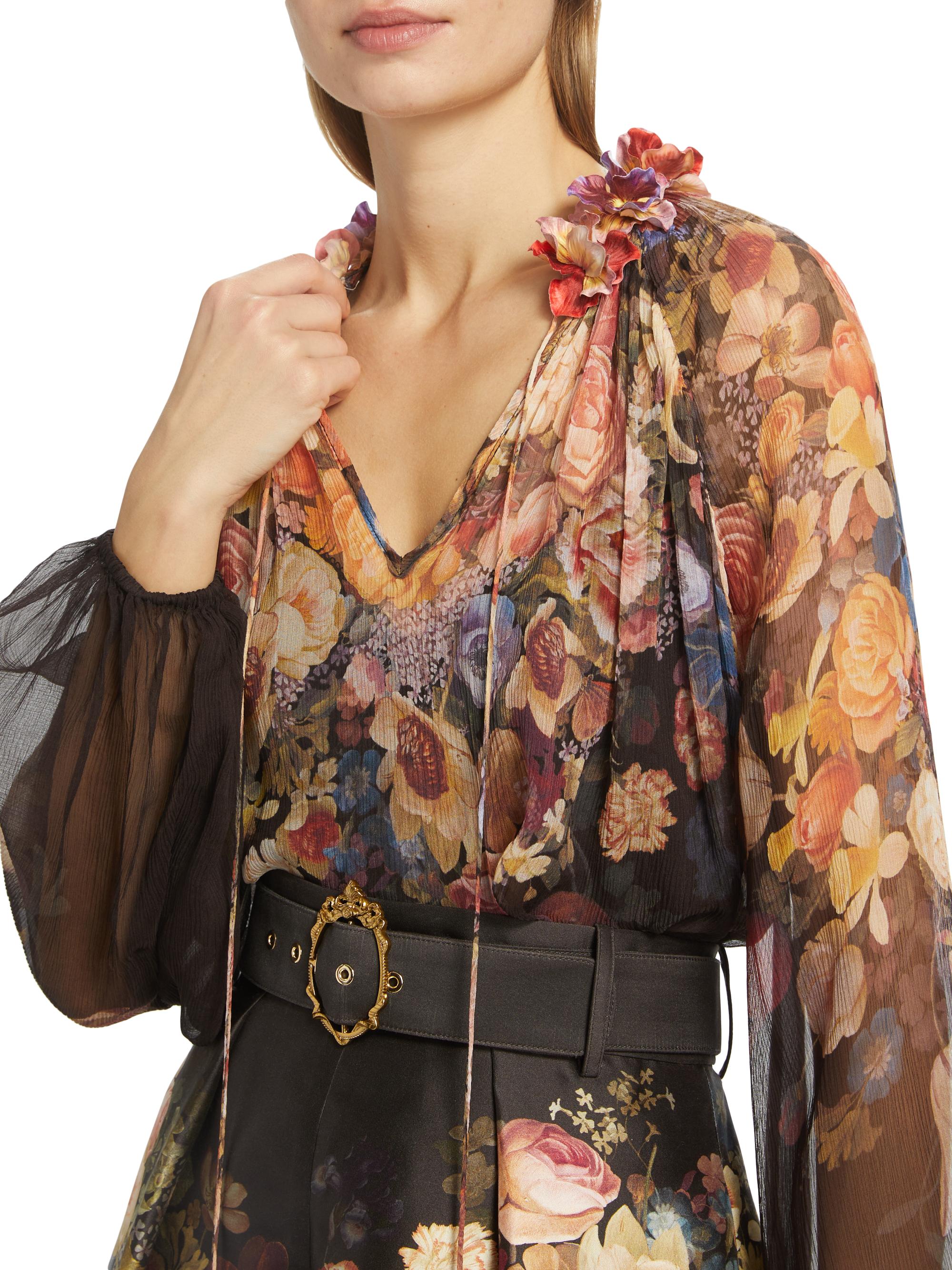 Zimmermann Luminosity Floral Silk Blouse | Saks Fifth Avenue