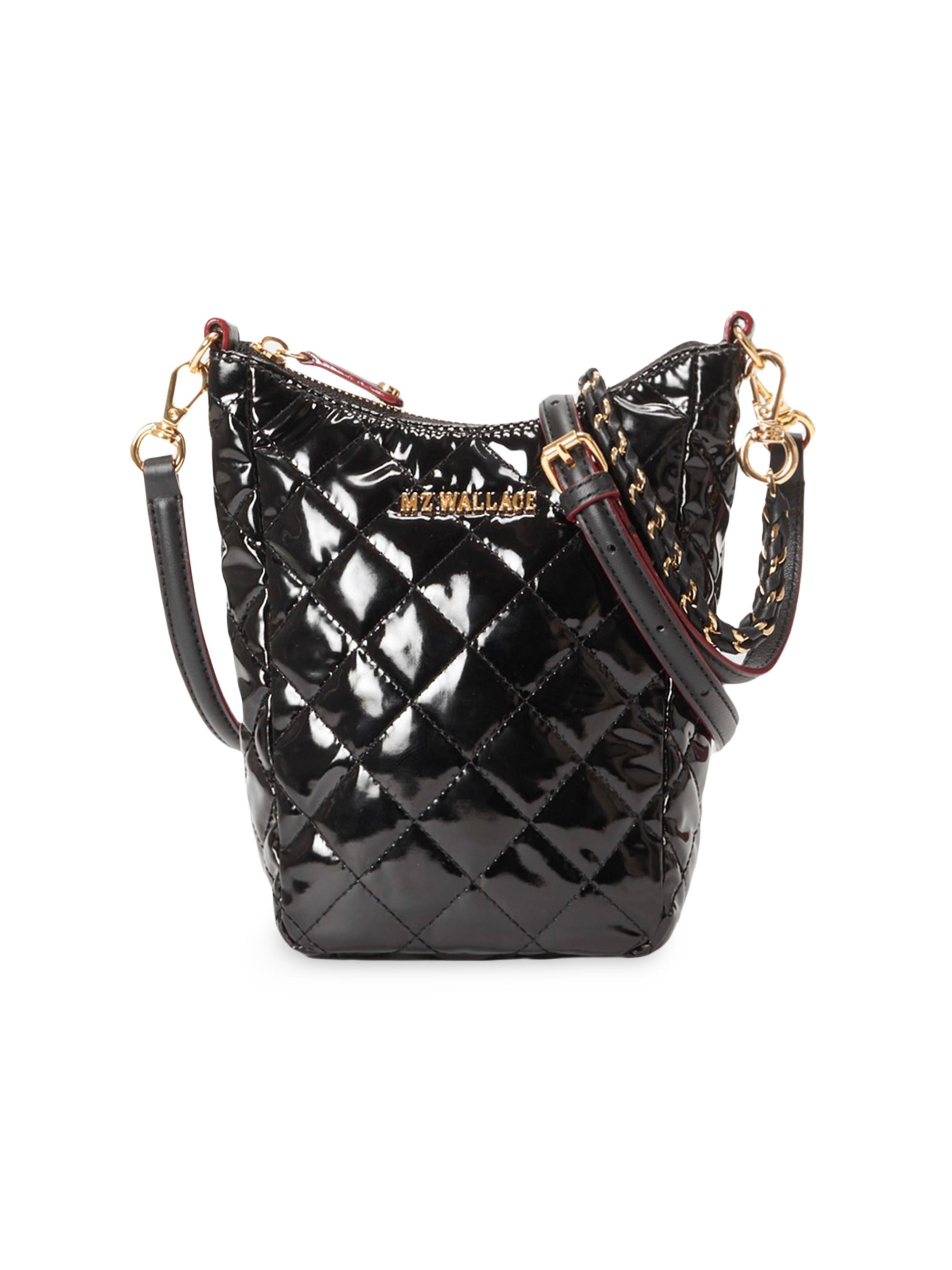 MZ Wallace Women's Crosby Go Quilted Nylon Shoulder Bag - Black Lacquer