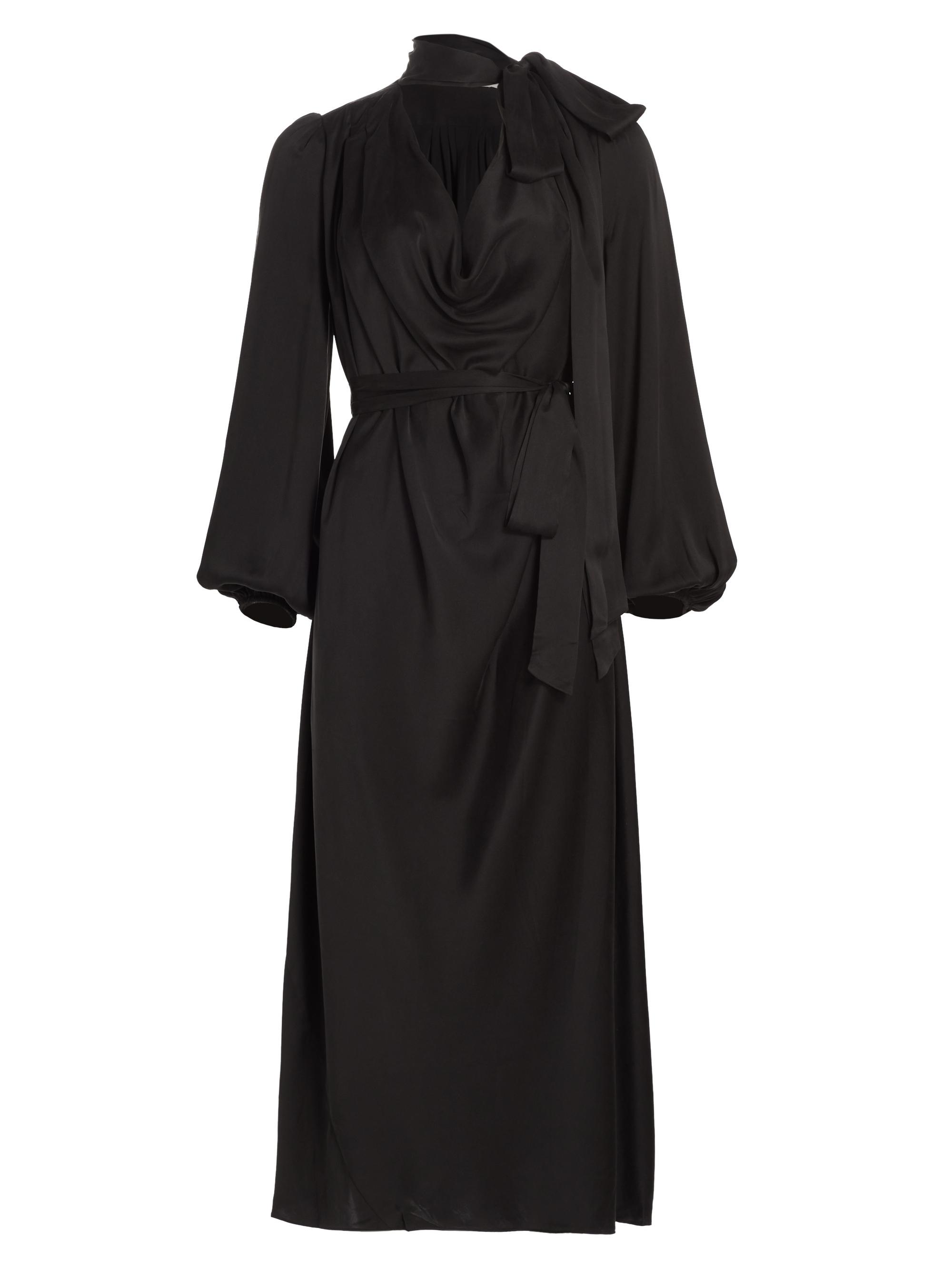 knee length dresses for ladies Black Satin Flutter Sleeve Midi Dress – PinkBlush main image 0
