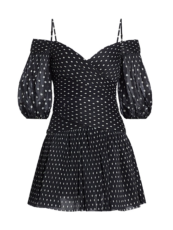 zimmermann polka dot dress Polka-dot ruffled minidress in beige - snap button detailing Cream and Black Polka Dot