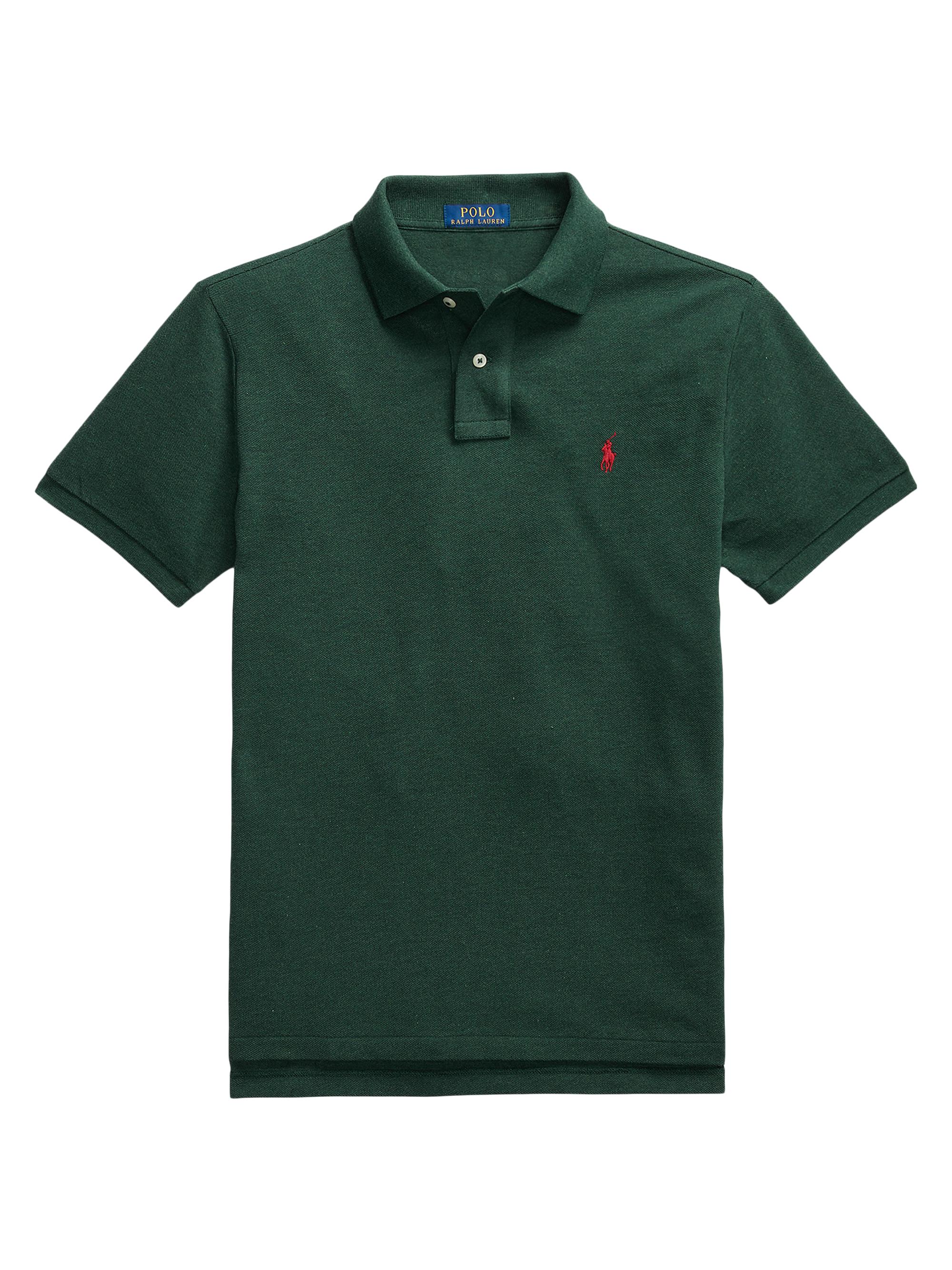 Polo Ralph Lauren Men's Basic Custom Slim-Fit Mesh Polo Shirt - Scotch Pine Heather