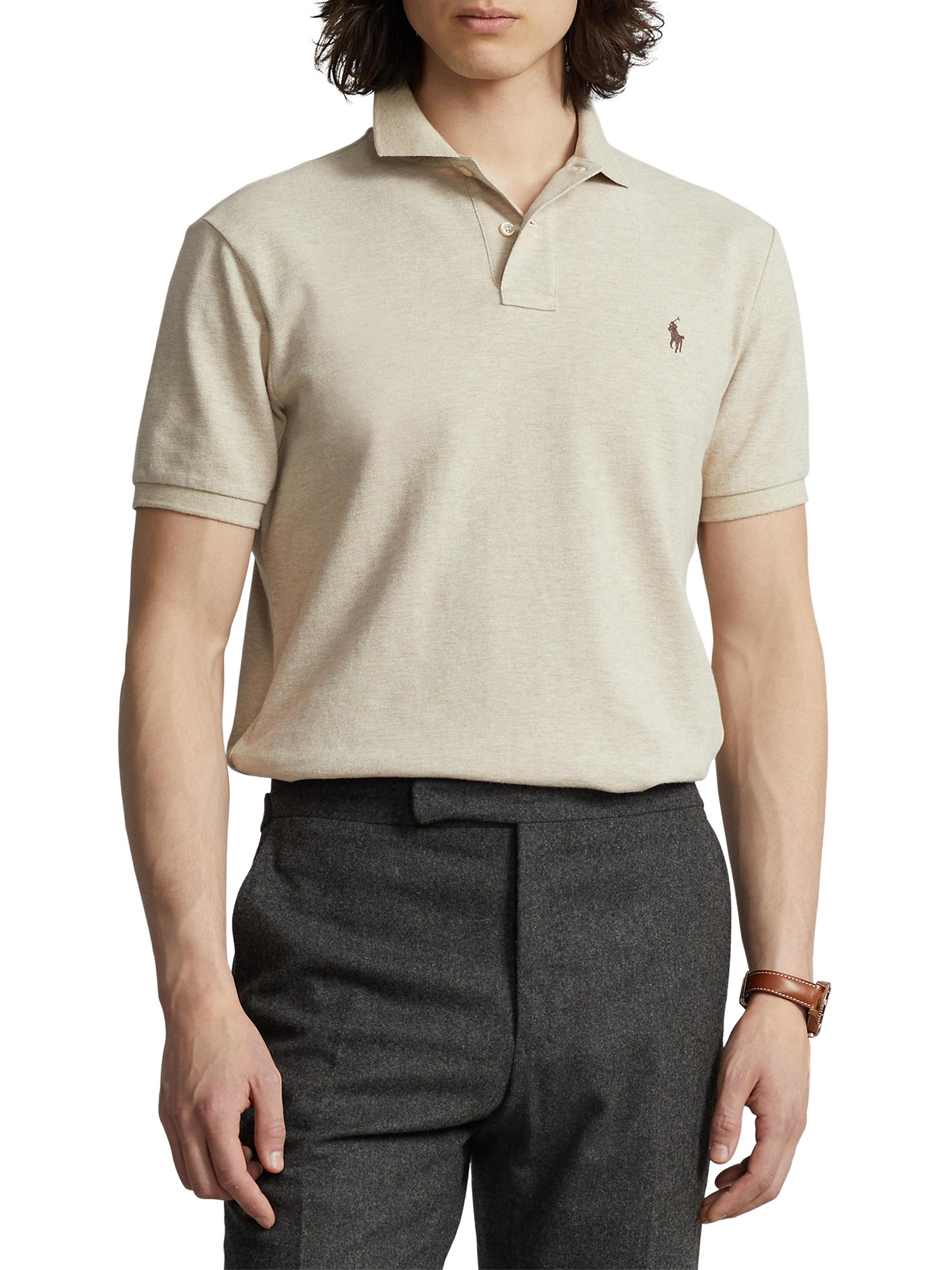 Polo Ralph Lauren Men's Basic Mesh Polo Shirt - Dune Heather | Thumbnail 3