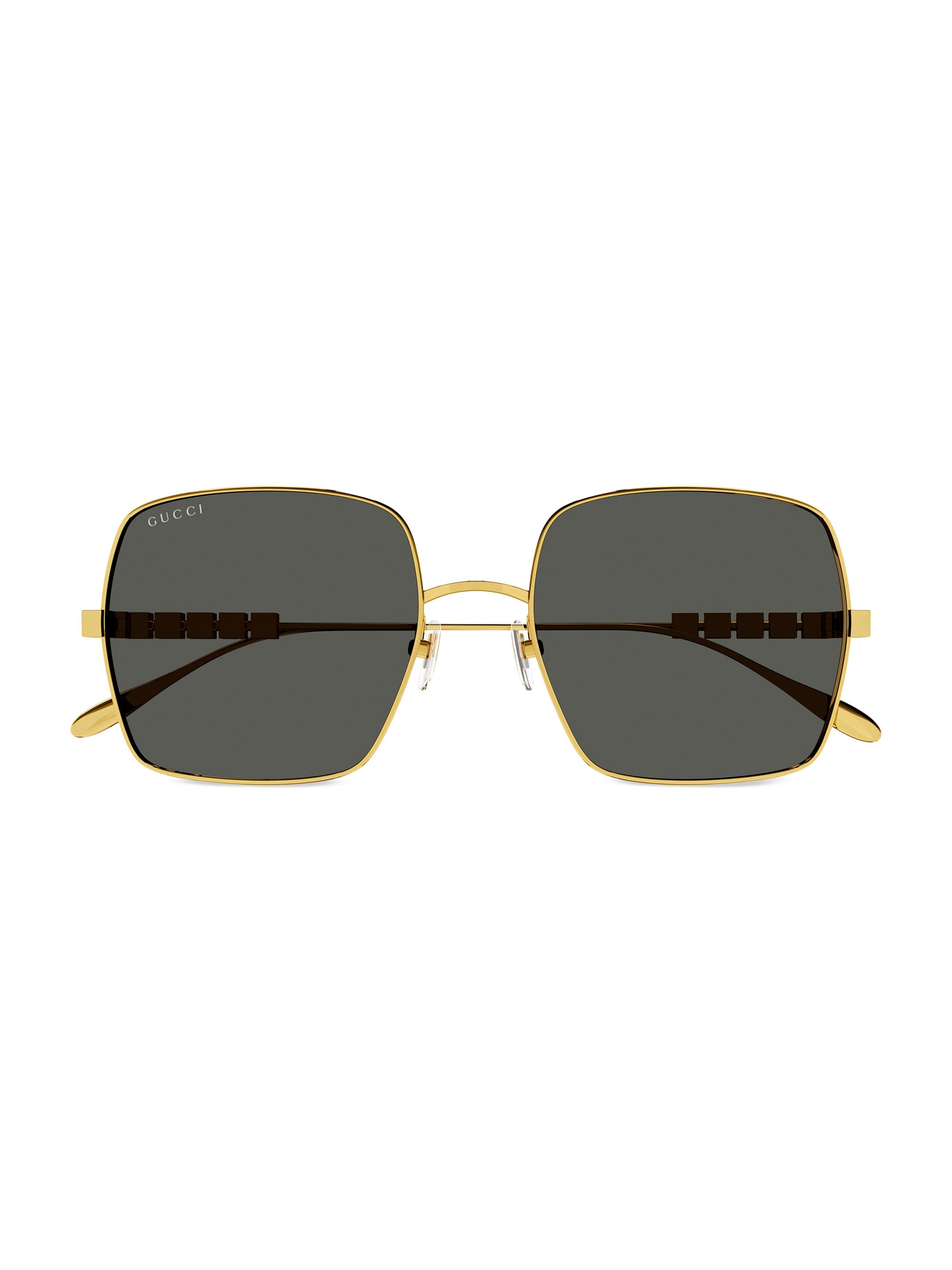 Gucci Women's Lettering 57MM Square Sunglasses - Gold Grey