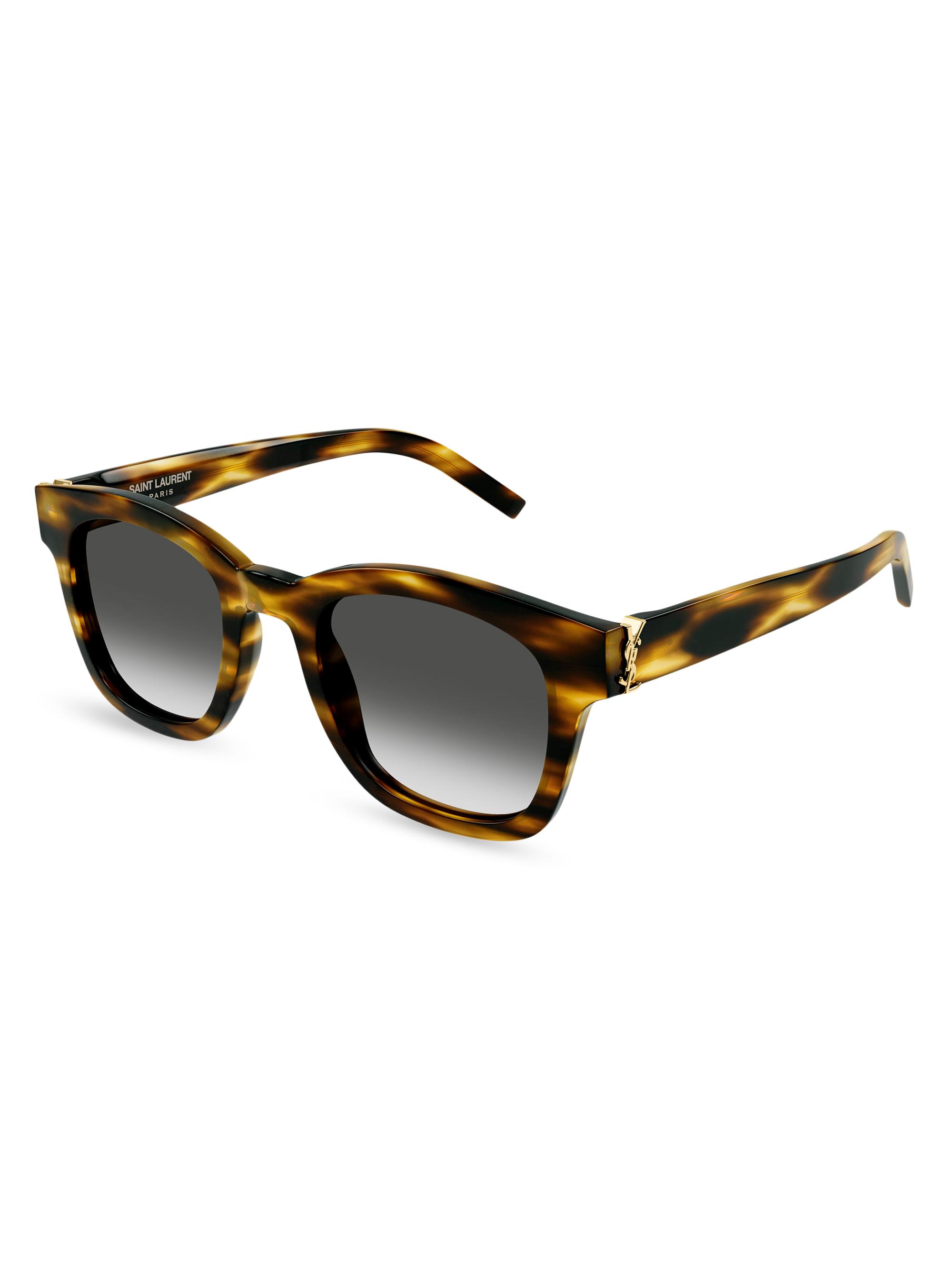 Saint Laurent Women's Monogram Hinge Square Sunglasses - Havana