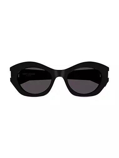  SAINT LAURENT Women's Glam Cat Eye Sunglasses, Black Black  Grey, One Size : Clothing, Shoes & Jewelry