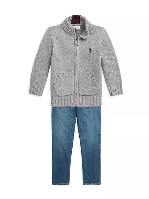 Shop Polo Ralph Lauren Baby Boy's Knit Zip-Up Sweater | Saks Fifth Avenue