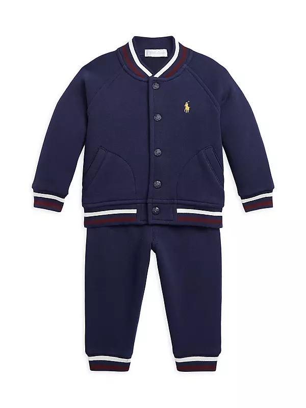 Shop Polo Ralph Lauren Baby Boy's Fleece Bomber Jacket & Joggers Set