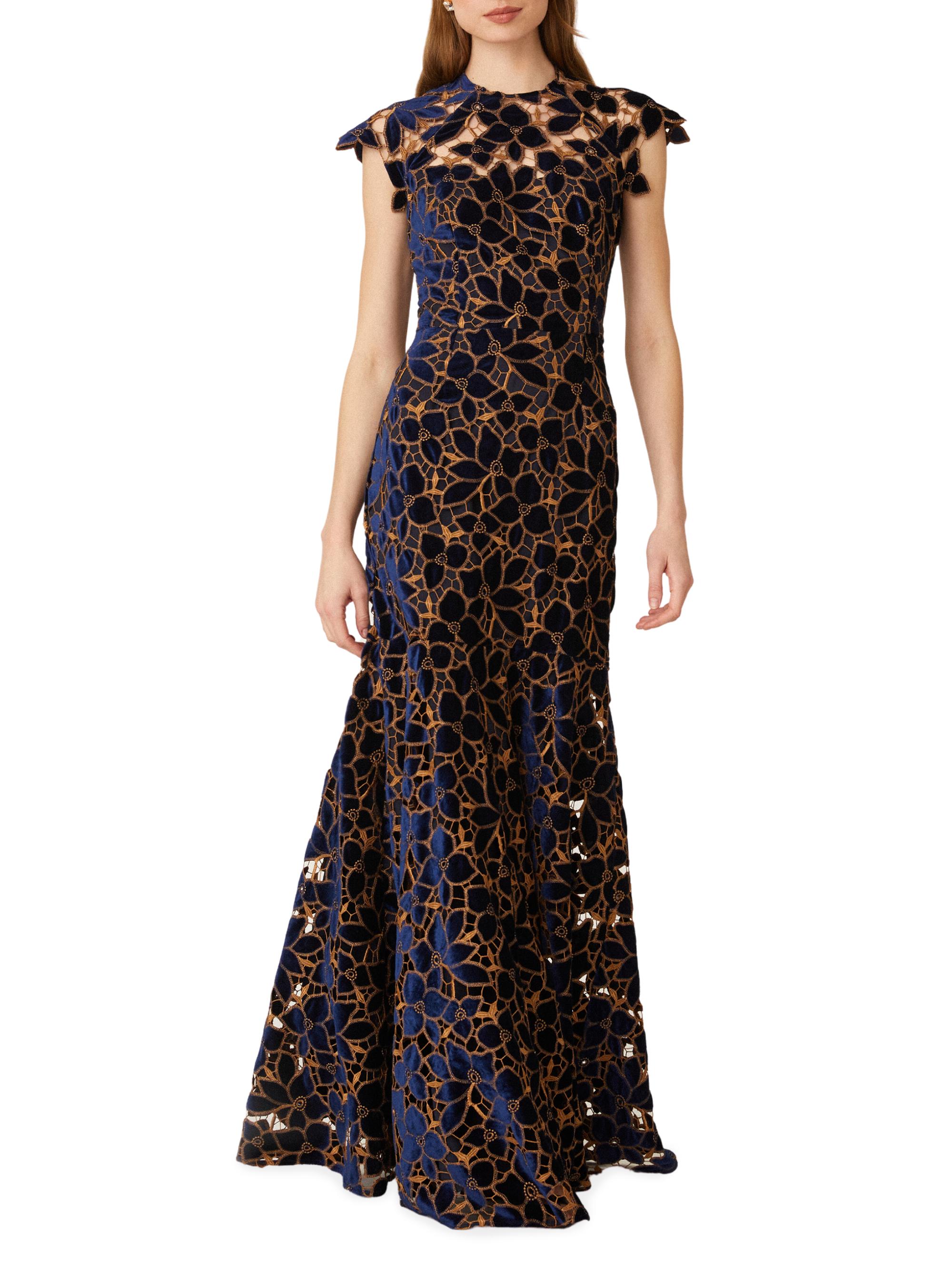 Shoshanna Carlotta Floral Velvet Gown Saks Fifth Avenue