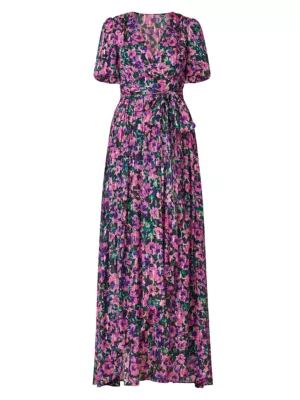 Shoshanna Women's Estelle Floral Wrap Maxi Dress - Navy Fuchsia Multi