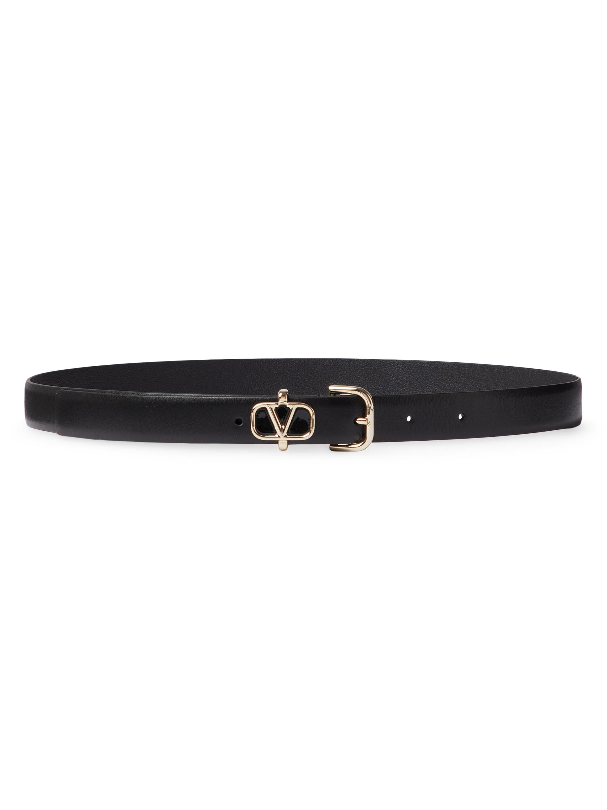 Valentino Garavani Women's Vlogo Signature Shiny Calfskin Belt 20 MM - Black