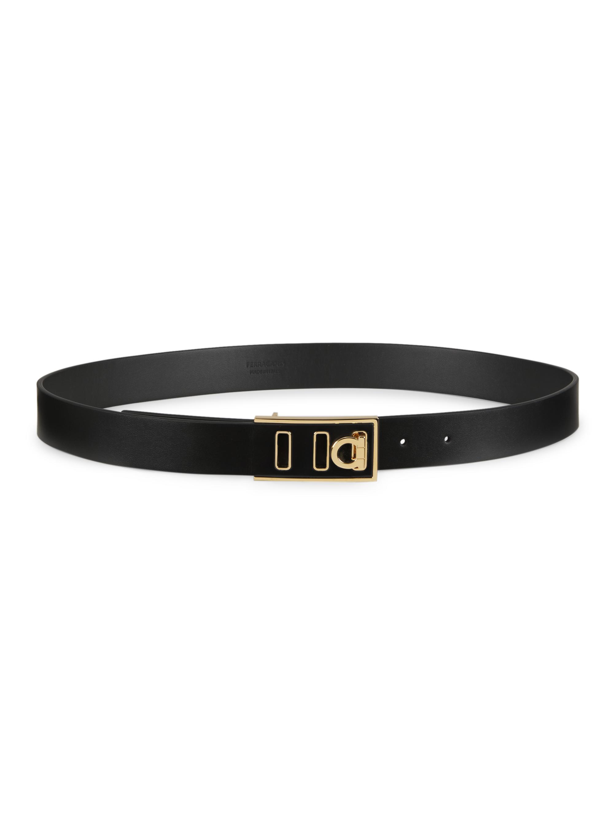 FERRAGAMO Women's Hug Gancio Leather Belt - Nero