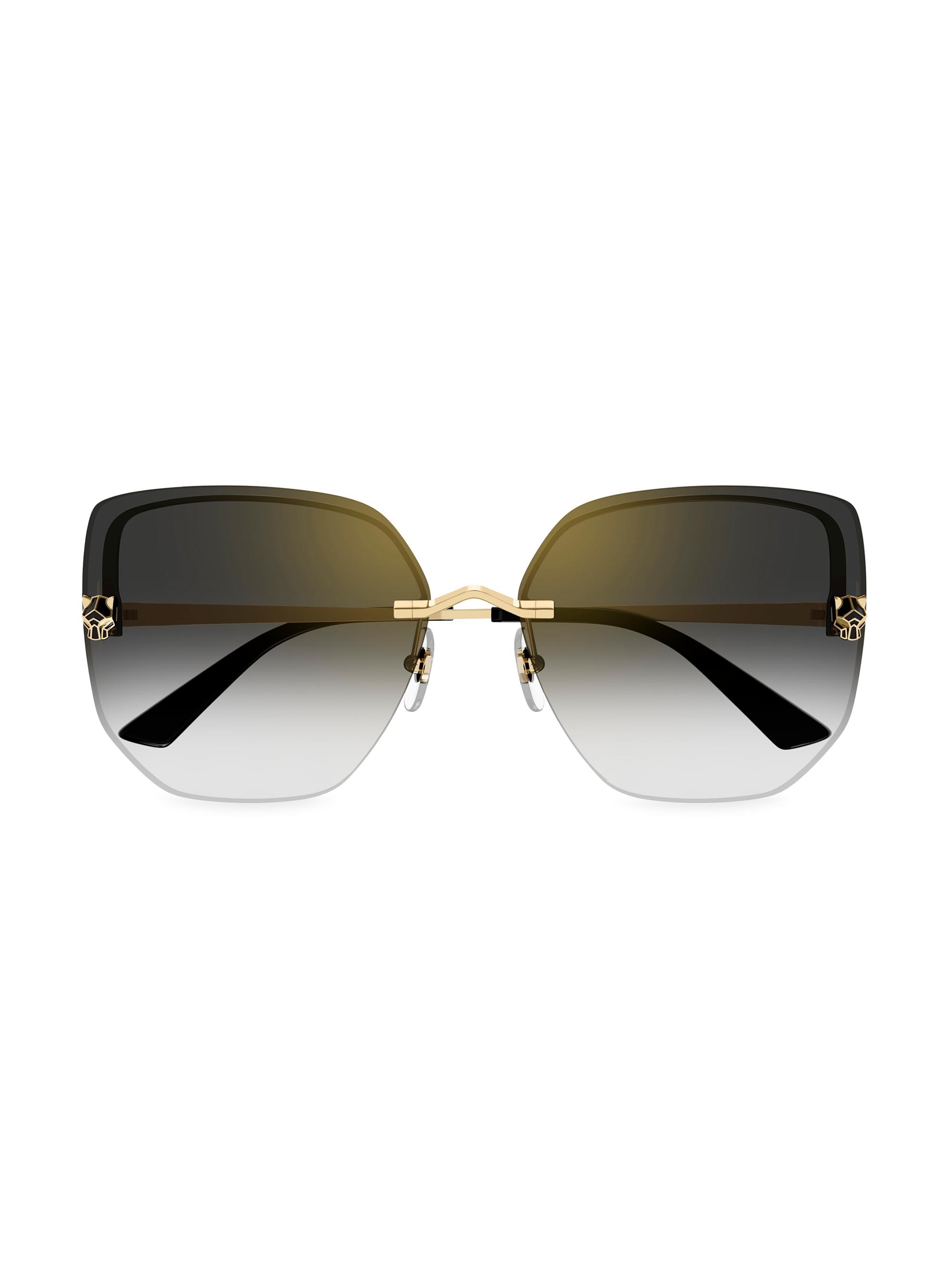Cartier Women's Panthère Light 63MM Round Sunglasses - Gold