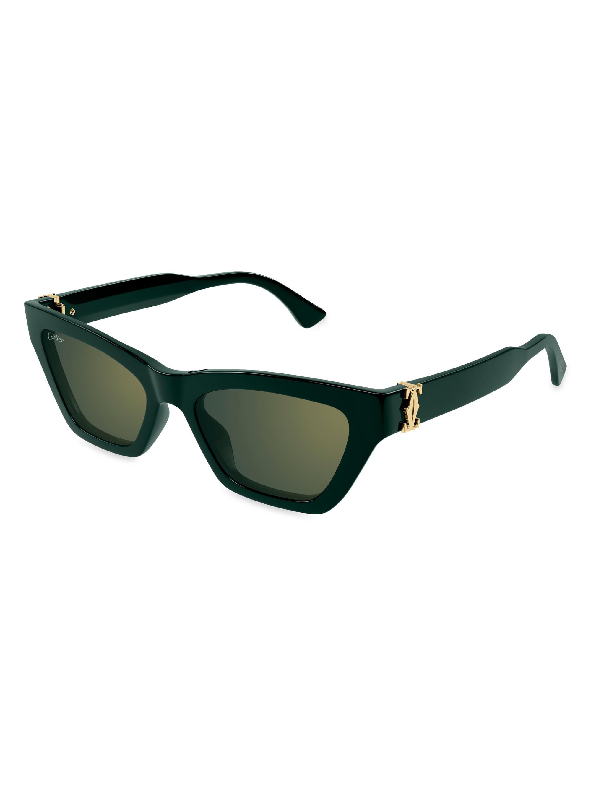 Cartier Women's Double C 53MM Cat-Eye Sunglasses - Green