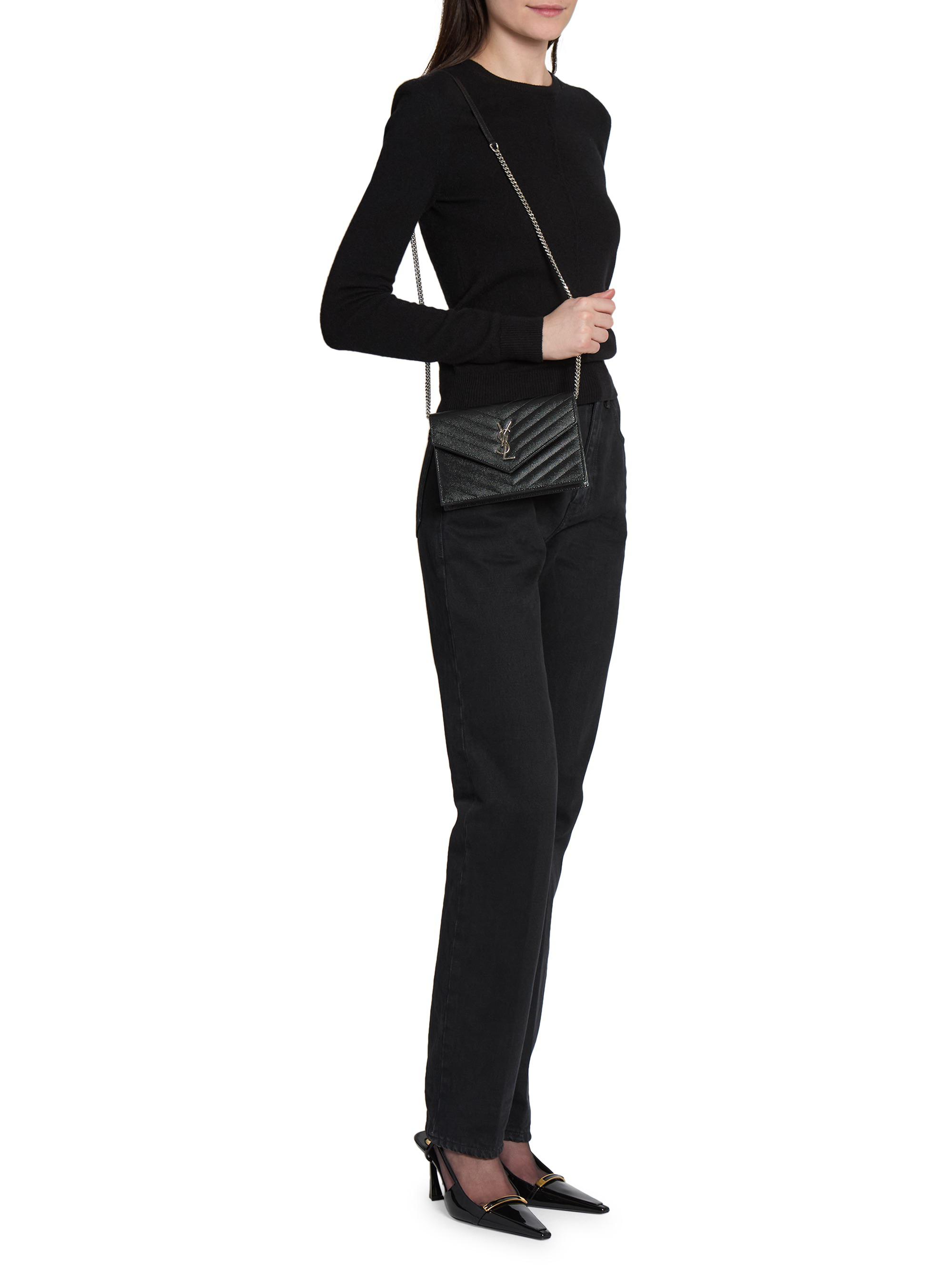 Cassandre Envelope Chain Wallet in Grain De Poudre Leather