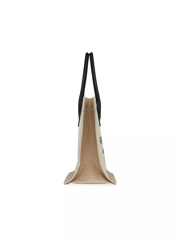 RIVE GAUCHE SMALL TOTE BAG IN LINEN AND LEATHER
