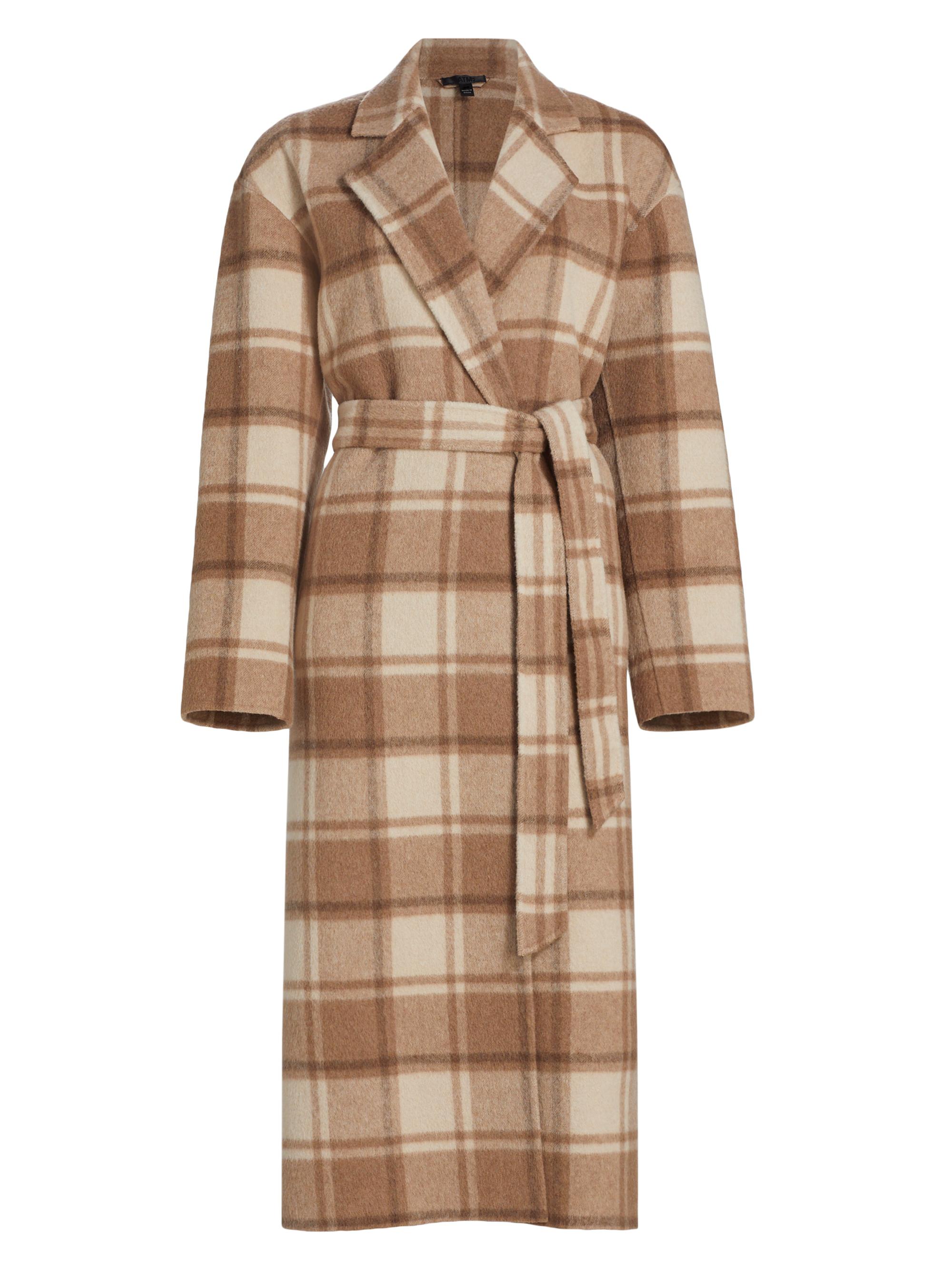 ATM Anthony Thomas Melillo Women's Plaid Flannel Oversized Wool Coat - Natural Beige Multi