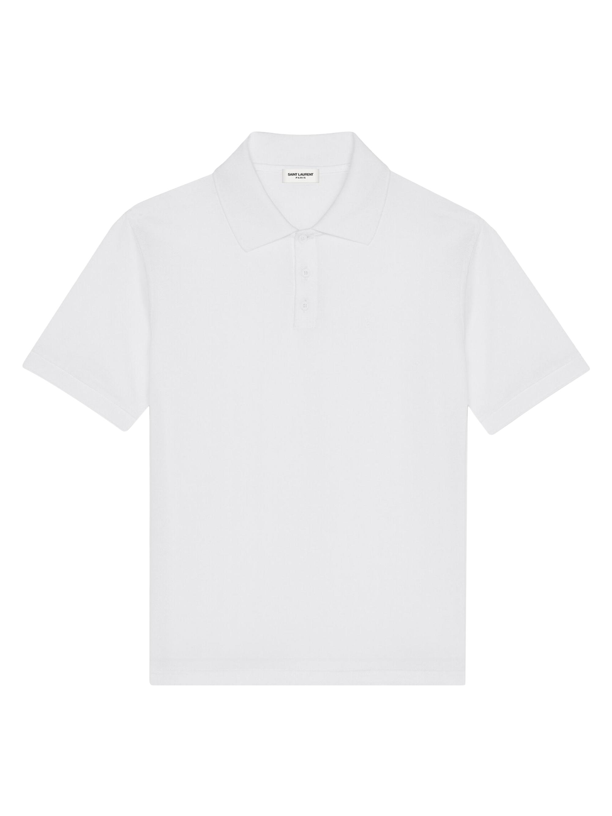 Saint Laurent Men's Cassandre Polo Shirt In Cotton Piqué - White