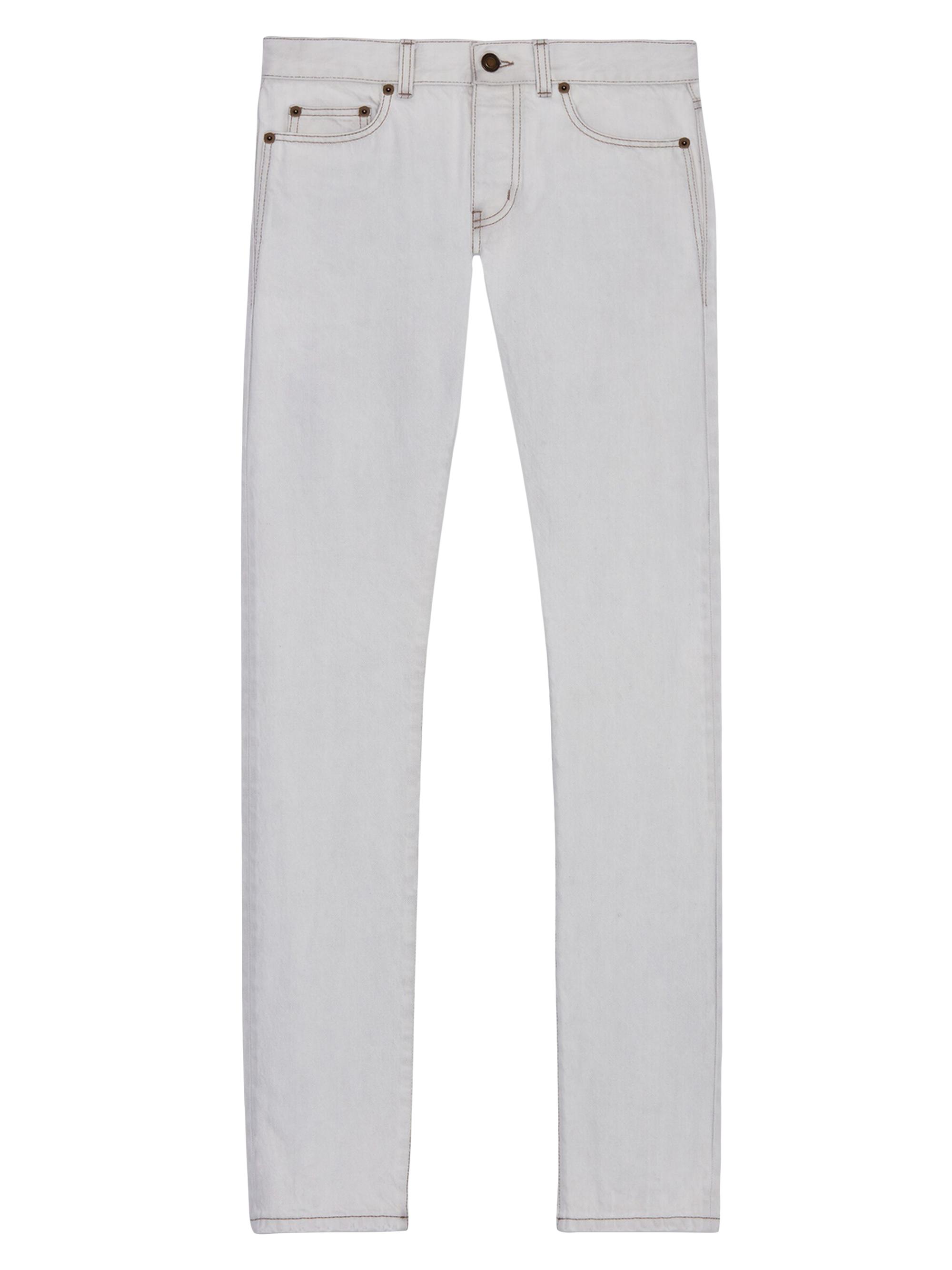 Saint Laurent Men's Slim-Fit Jeans in Denim - Grey Off White