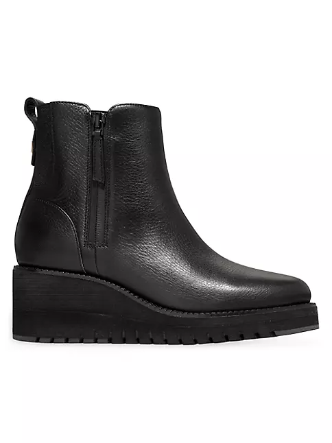 Shop Cole Haan ZEROGRAND City 50MM Leather Wedge Boots | Saks Fifth Avenue