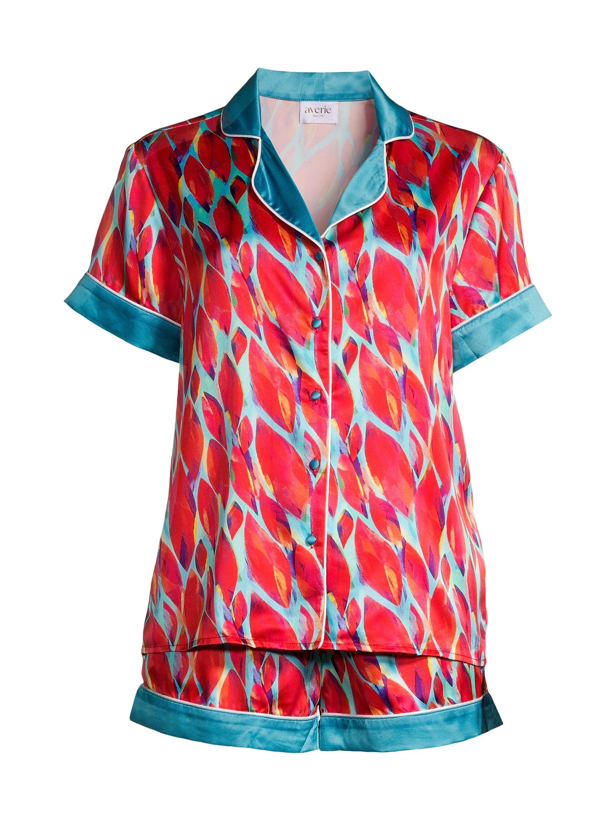 Averie Sleep Women's Margot Short Pajama Set - Red Multi