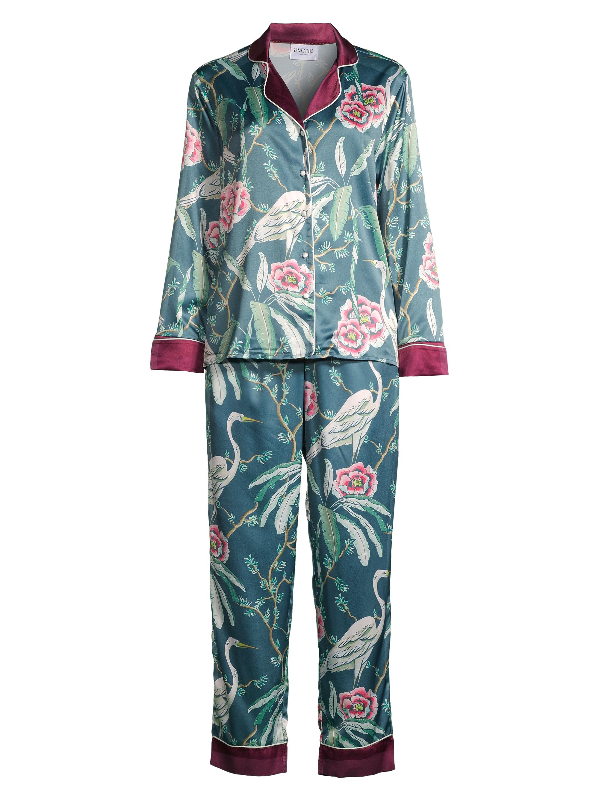 Averie Sleep Women's Ella Long Pajama Set - Green Multi