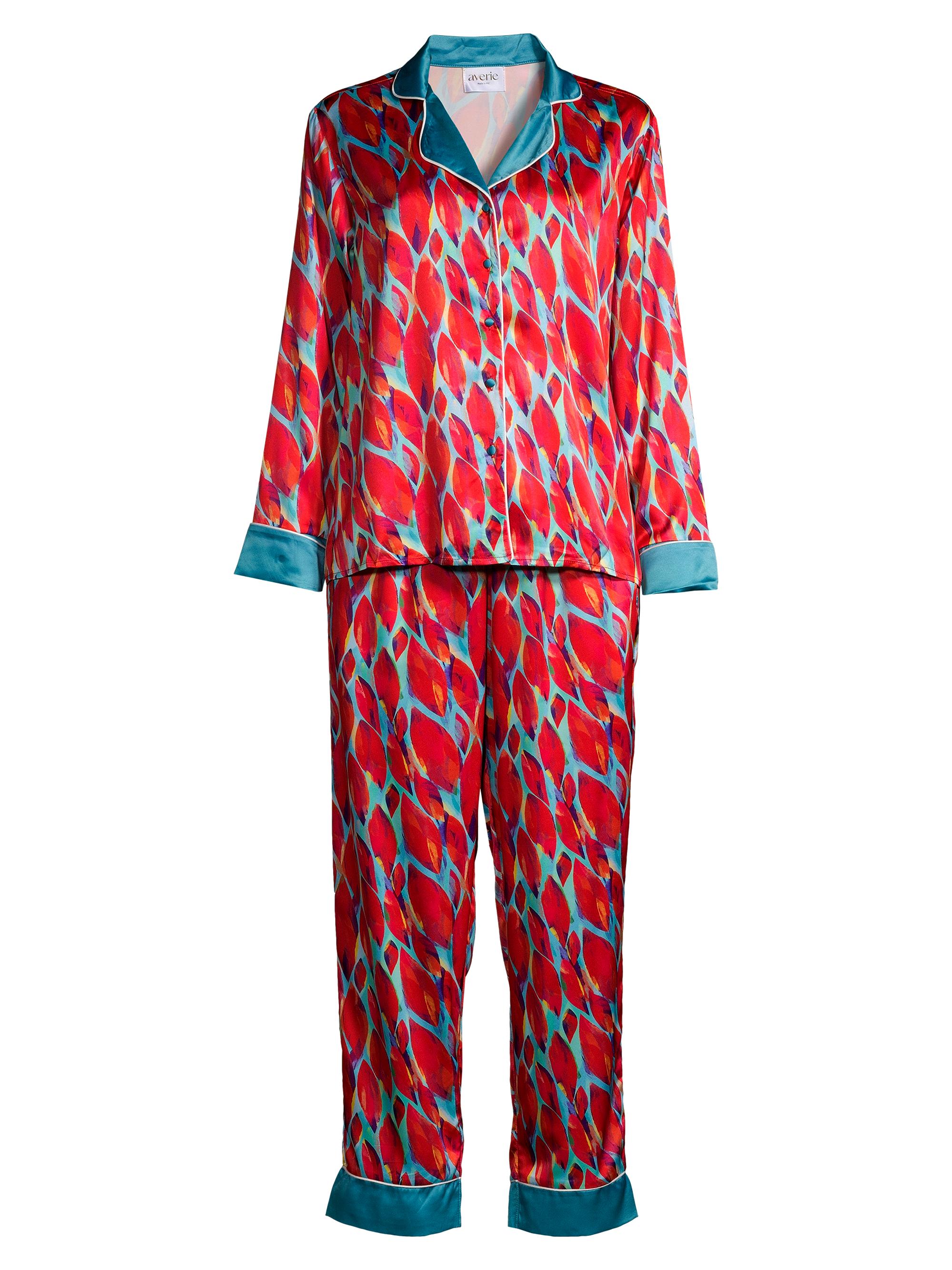 Averie Women's Margot Long Pajama Set - Red Multi